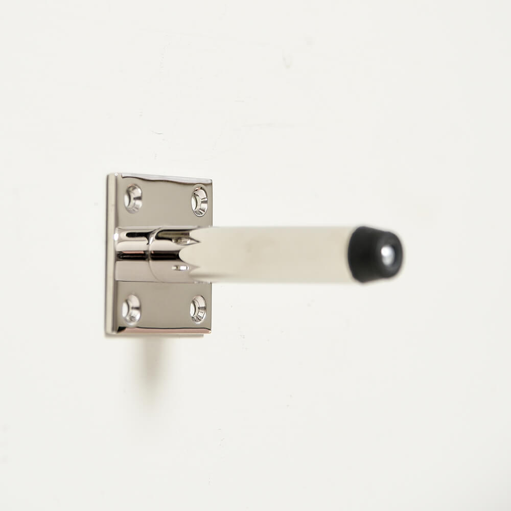 Polished Nickel Door Stop with Square Backplate - Heavy Duty Door Stopper for Home & Office - Perfect for Hallways, Bedrooms, and Commercial Spaces