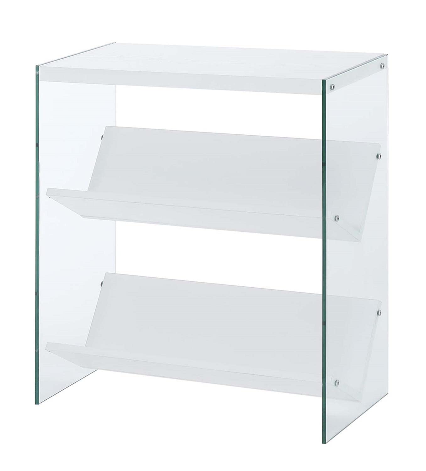 Convenience Concepts Soho Bookcase - White & Glass Shelving Unit for Home Office, Living Room & Bedroom Storage | Modern Bookshelf with Glass Doors