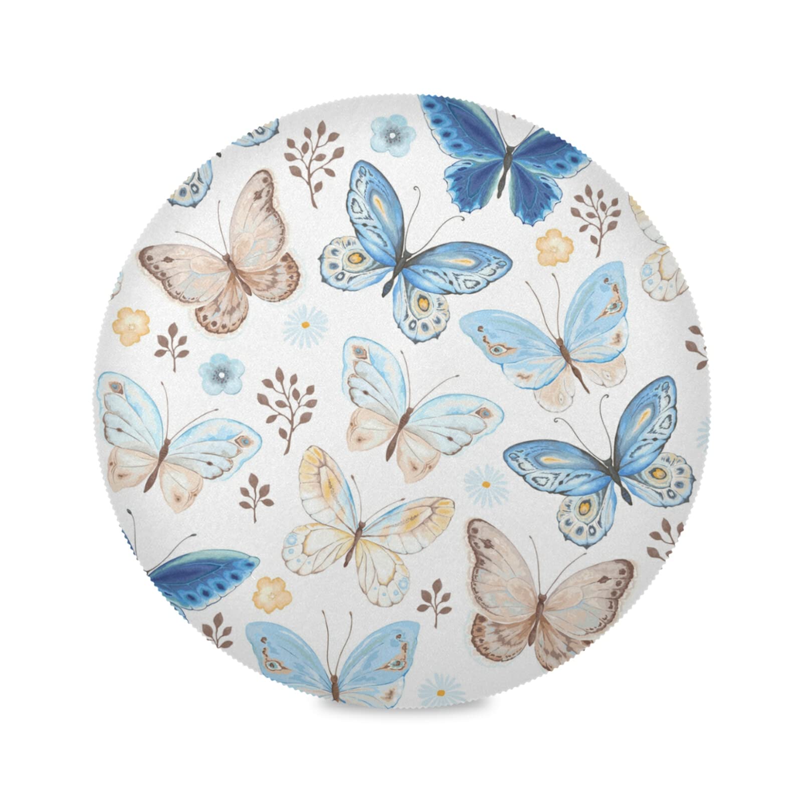 Xigua 4-Pack Heat-Resistant Round Placemats Set - Washable & Stain-Resistant Dining Table Mats for Kitchen, Butterfly Design | Perfect for Daily Meals, Dinner Parties & Home Decor