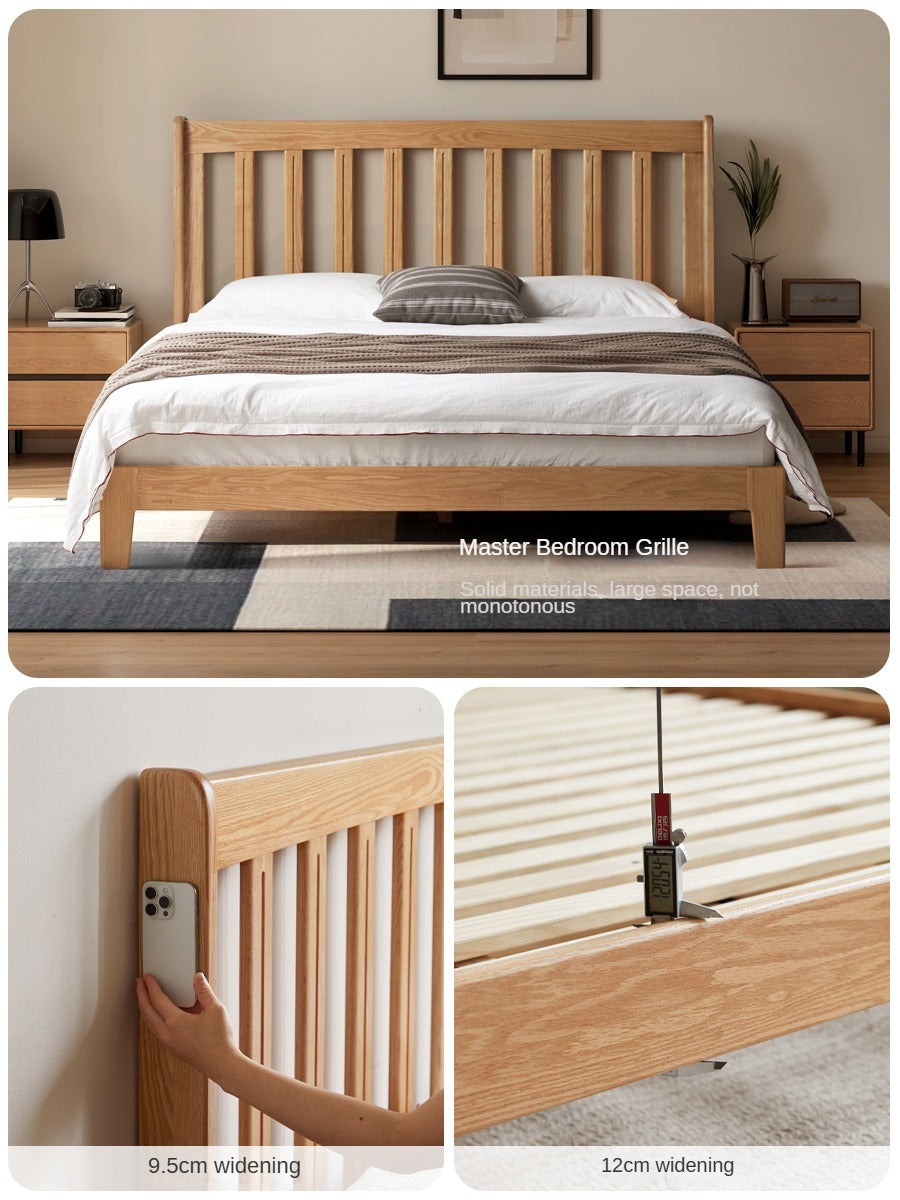 Solid Oak Wood Grille Bed - Small Soft Bed Frame for Cozy Bedrooms | Perfect for Kids Rooms, Guest Rooms & Small Spaces