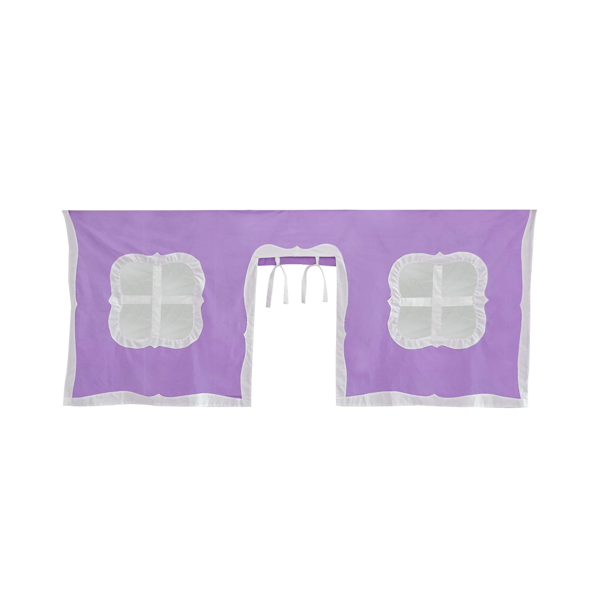 Max & Lily Underbed Curtain for Low Bunk Bed & Loft Bed - Kids Play Tent & Privacy Curtain for Bottom Bunk - 2-Panel Cotton Set in Purple/White - Perfect for Bedrooms, Playrooms & Sleepovers