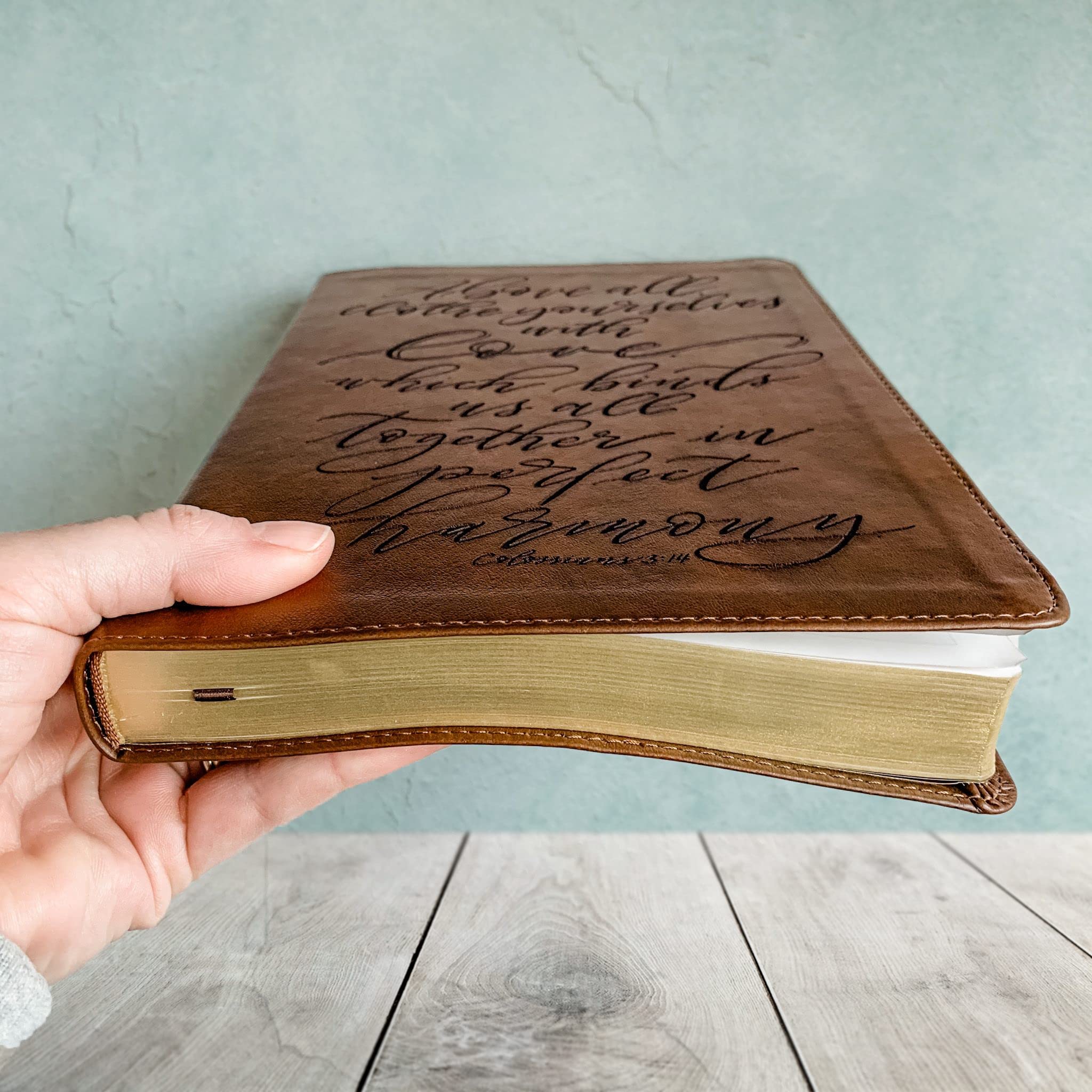 Hand Lettered & Laser Engraved NLT Filament Bible - Personalized Brown Leather Bible with Custom Name Engraving - Perfect Christian Gift for Weddings, Baptisms, Graduations & Birthdays - Inspirational Gift for Faithful Moments & Spiritual Growth
