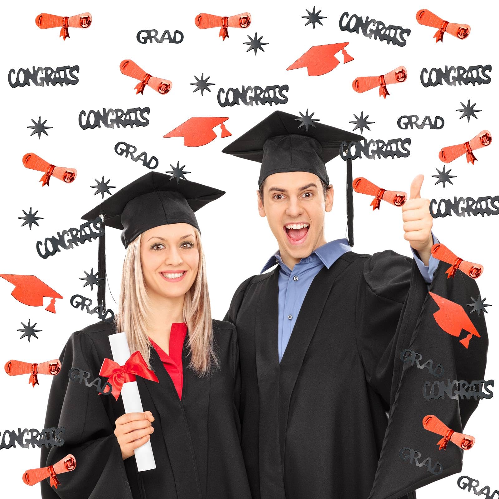 2025 Graduation Confetti - 1000 Pcs Red & Black Class of 2025 Table Decorations for Graduation Party Supplies | Perfect for Graduation Centerpieces, Photo Backdrops & Celebration Decor