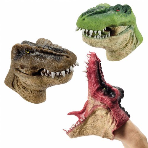 Schylling Dinosaur Hand Puppets Set of 3 - Realistic T-Rex, Triceratops & Stegosaurus Puppets for Kids - Fun Pretend Play, Storytelling & Educational Toys for Classroom & Home Playtime