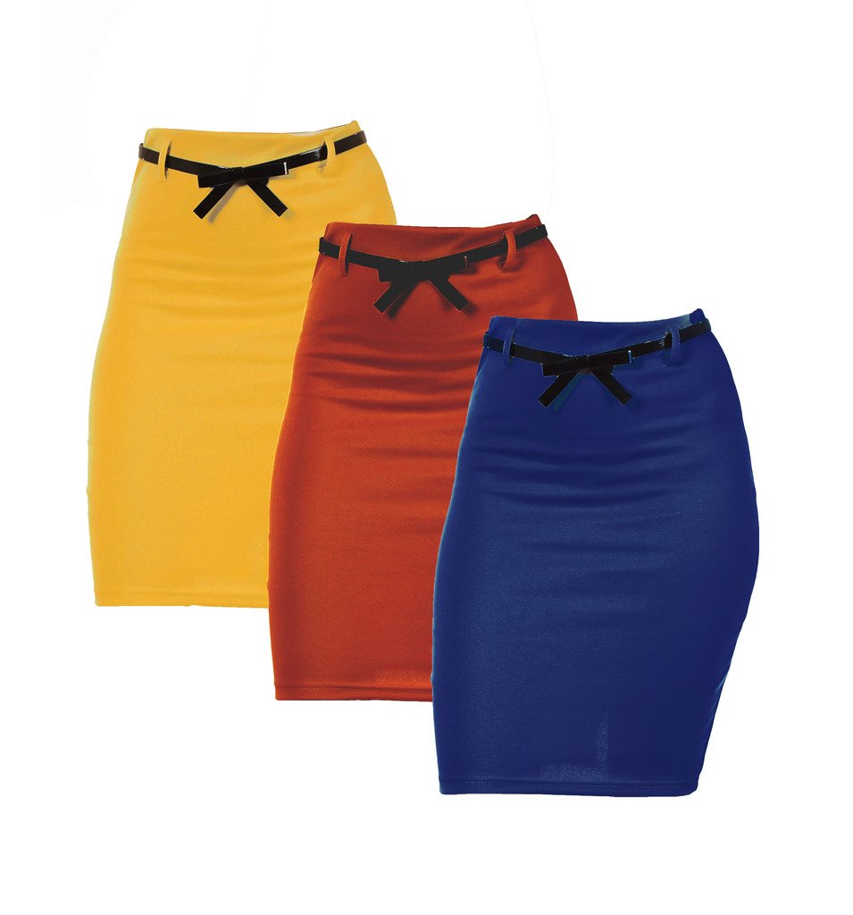 Dinamit Jeans 3 Pack Junior High Waist Pencil Skirt for Women - Stretchy Slim Fit Denim Skirts for Work, Party & Casual Wear