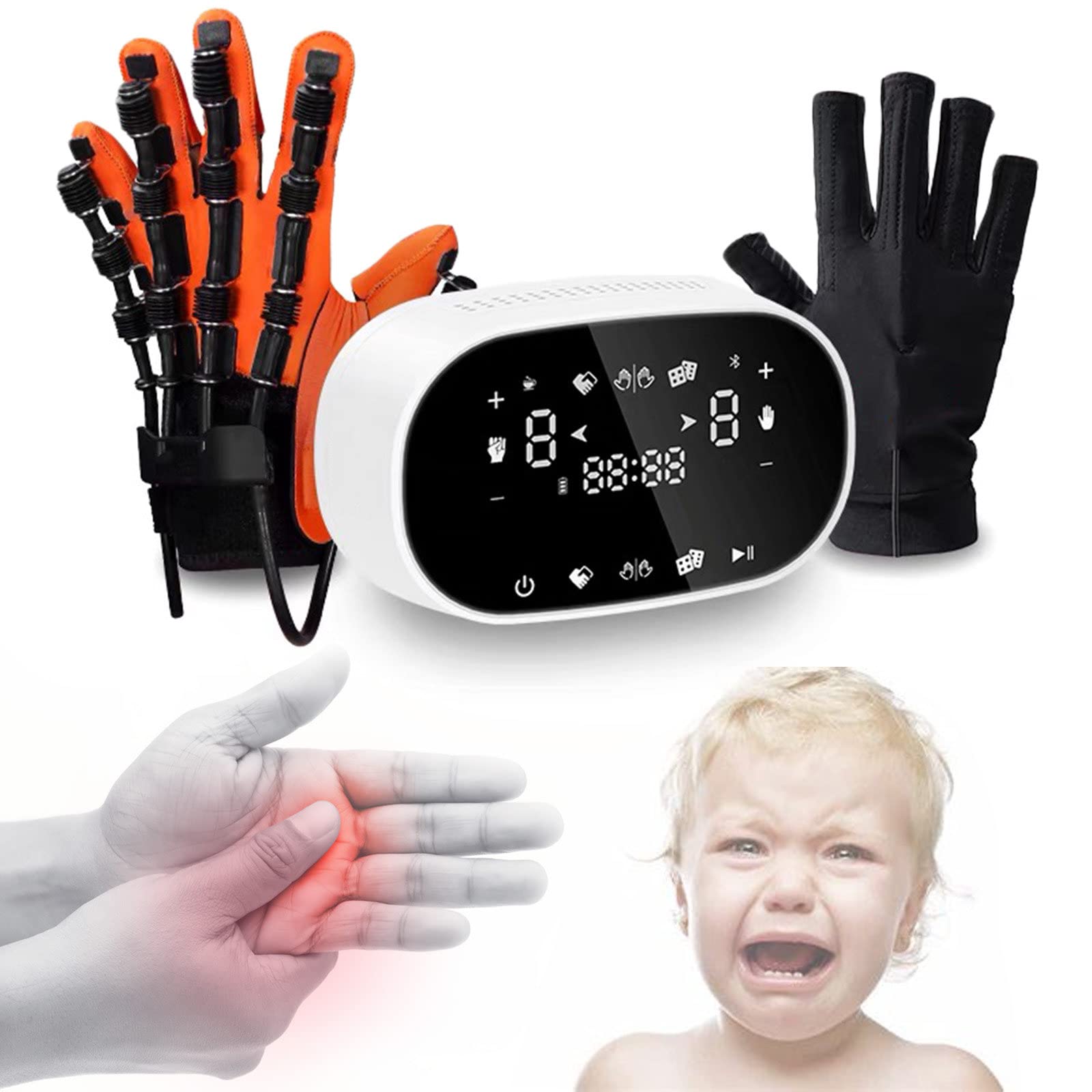 Children's Rehabilitation Robot Gloves for Hand Therapy - One-Hand Training Equipment for Kids Ages 5-12 with Full Touch Screen, Mirror/Passive Modes (Left Hand) | Pediatric Physical Therapy & Stroke Recovery Aid