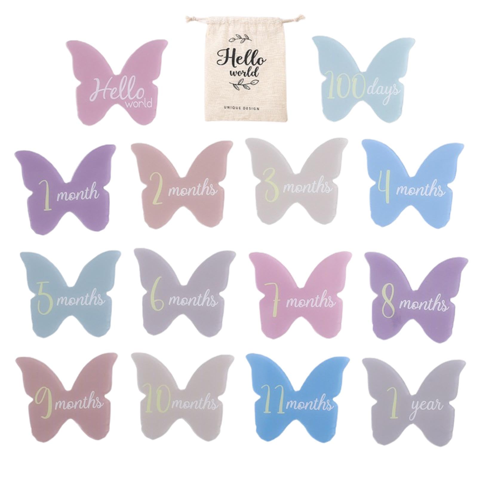 Acrylic Pregnancy Journey Monthly Markers - 1-12 Months Baby Milestone Cards with 'Hello' Sign | First Year Keepsake for Newborn Photo Shoots & Baby Memory Books