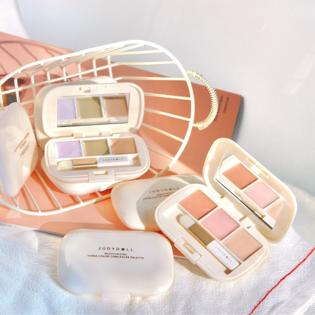 JUDYDOLL 3 Color Moisturizing Concealer Palette - Creamy Full Coverage Liquid Concealer for Dark Circles, Blemishes & Acne - Perfect for Daily Makeup, Contouring & Highlighting