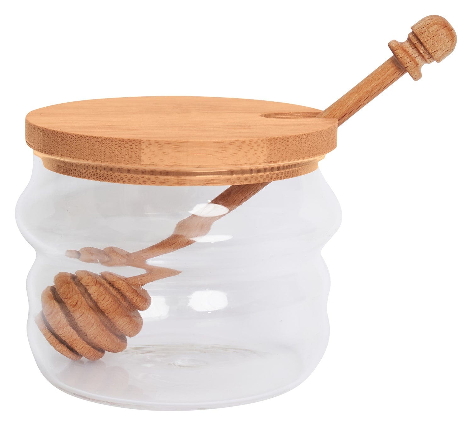 Premium Glass Honey Jar with Birch Wood Dipper - 250ml | Natural Honey Storage & Dispenser for Tea, Coffee, Baking & Gift Giving
