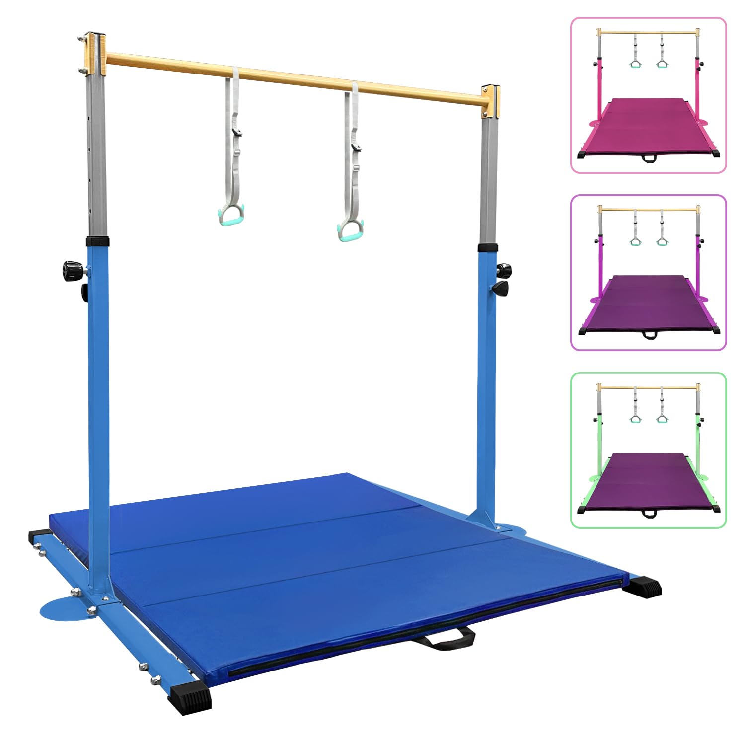 GLANT Adjustable Gymnastics Kip Bar for Kids & Teens - 3' to 5' Height Range, 300lbs Weight Capacity - Home Gym Equipment for Indoor Training (Levels 1-4) - Perfect for Backyard, Playroom & Gymnastics Practice