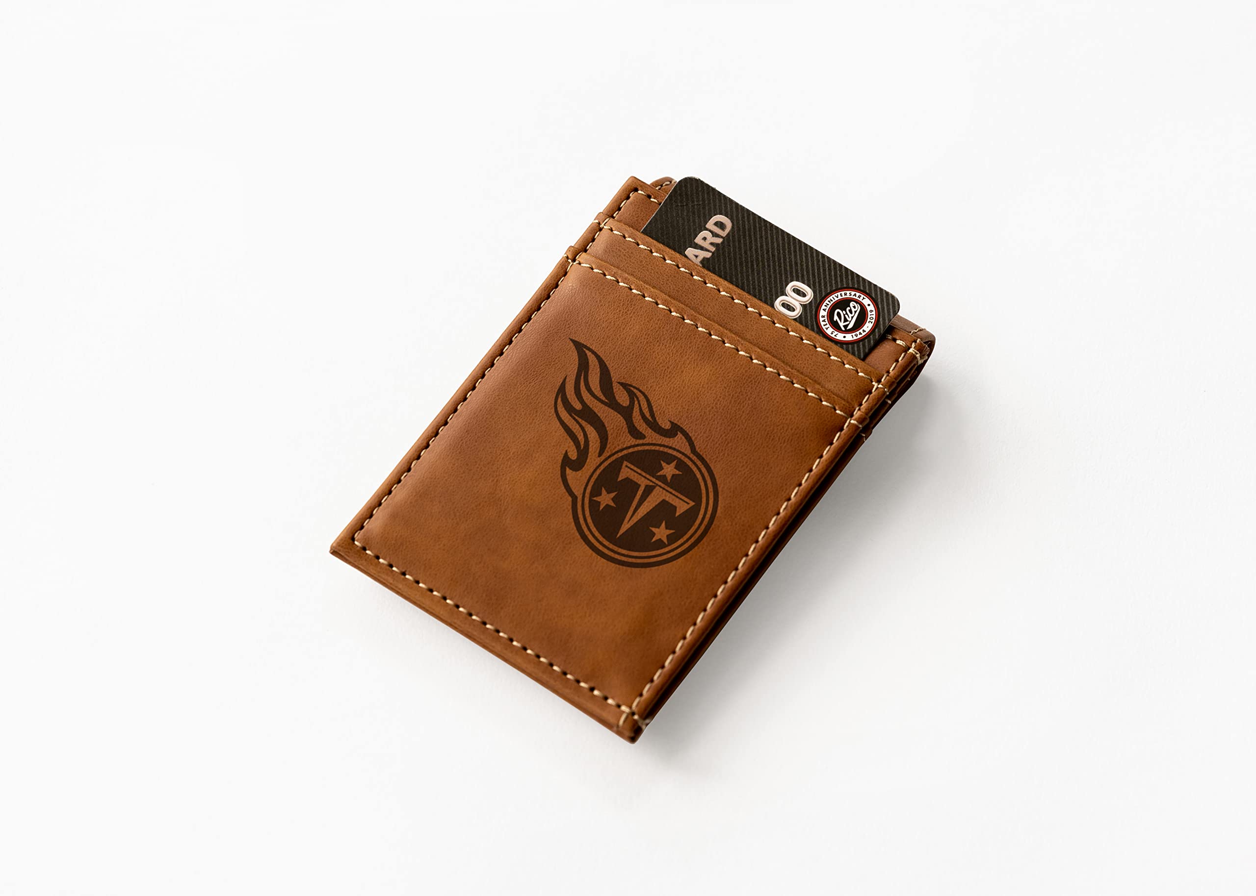Tennessee Titans Laser Engraved Front Pocket Wallet - Slim RFID Blocking Bifold Wallet for Men - Perfect for NFL Games, Travel & Everyday Use