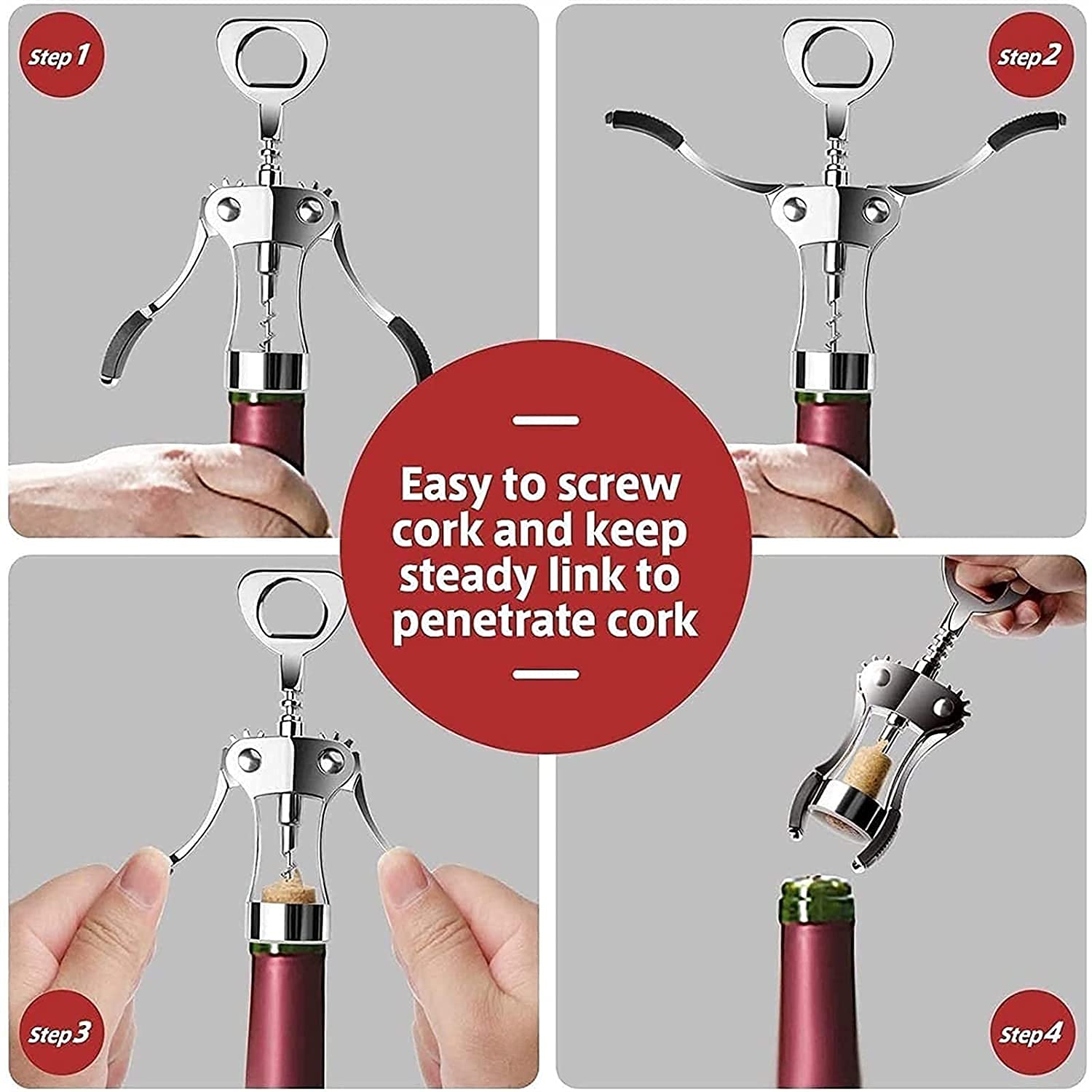Premium Wine Bottle Opener & Beer Cap Remover - Multi-Functional Corkscrew for Kitchen, Restaurant, Bar - Ideal for Professionals & Home Use (Perfect for Entertaining, Dinner Parties & Everyday Wine Enjoyment)