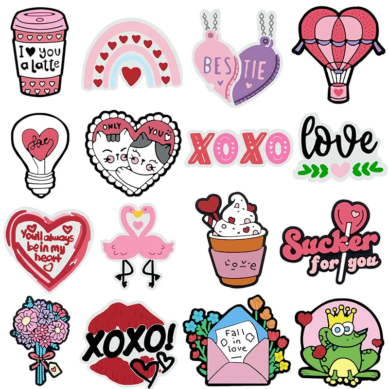 1Pcs Cute Pink Love Shoe Charms Pin for Crocs - DIY Shoe & Wristband Decoration for Girls & Women - Perfect for Parties, Christmas Gifts & Everyday Fashion Accessories