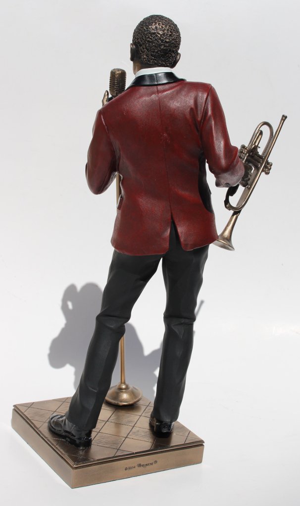 African American Jazz Band Male Singer with Trumpet - Cold Cast Bronze Statue Figurine 11.6 Inch Tall - Perfect for Music Lovers, Jazz Decor, and Collector's Display