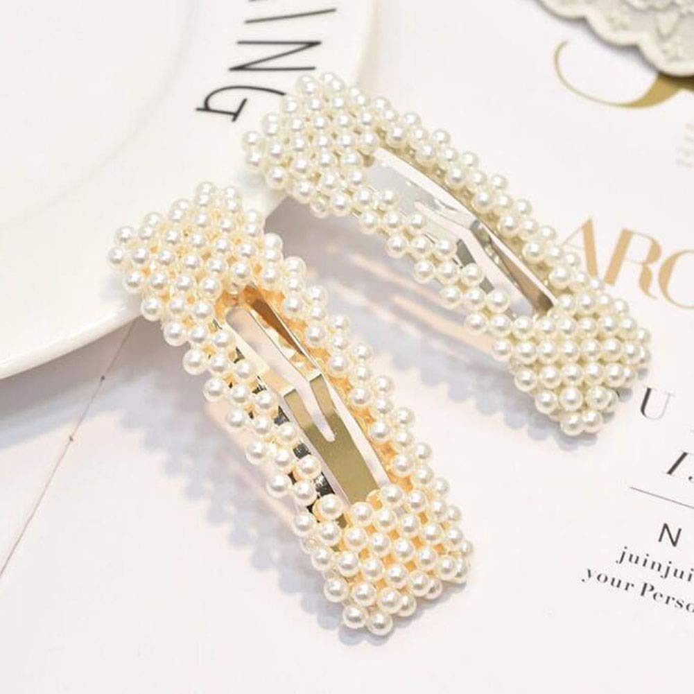 2PCS Elegant Handmade Artificial Pearl Hair Clips for Women - Silver Bridesmaid Hair Accessories | Perfect for Weddings, Parties & Special Occasions