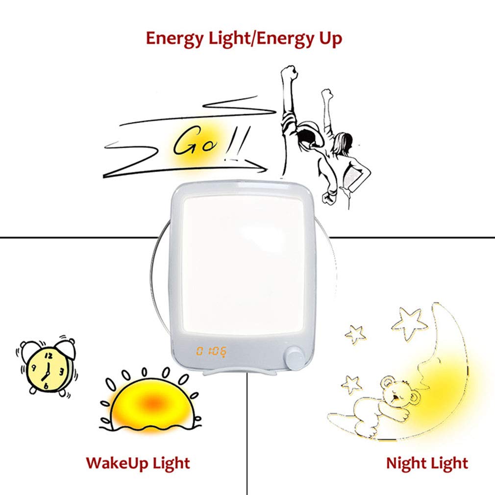 UV-Free LED Light Therapy Lamp - Full Spectrum Daylight Lamp with Alarm Clock & Timer, Portable for Home, Office, Travel | Wake Up Light, Seasonal Affective Disorder (SAD) Relief, Mood Booster