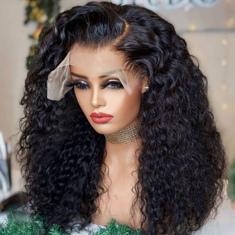 Eullair 13x4 Full Frontal Short Straight Bob Wig with Curly Lace - 100% Human Hair Wigs for Women & Girls - Perfect for Daily Wear, Cosplay & Fashion Styling