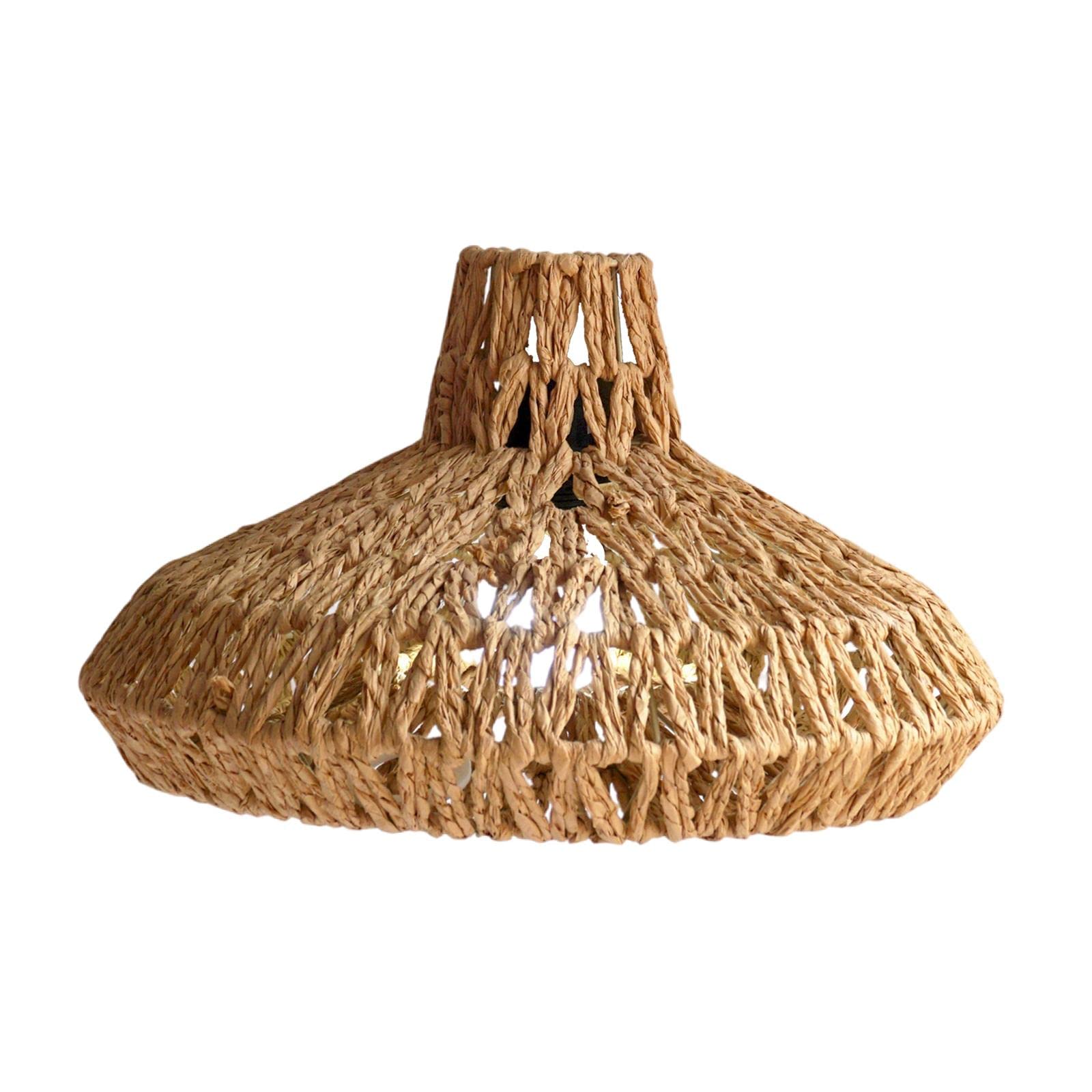 Yajuyi Handwoven Rattan Ceiling Pendant Light - Natural Paper Rope Lampshade for Hotel, Restaurant, Bedroom & Living Room Lighting Decor