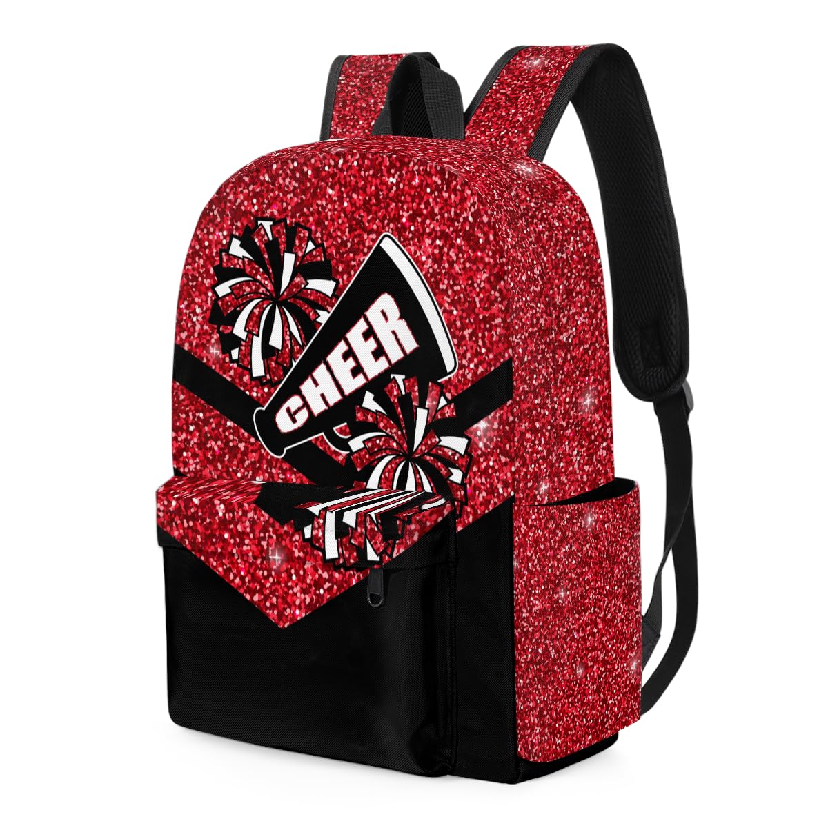 Red Glitter Cheerleader Backpack for Girls - Lightweight Toddler & Preschool Bookbag for School, Kindergarten, Travel | Perfect for Cheer Practice, Daycare & Everyday Use