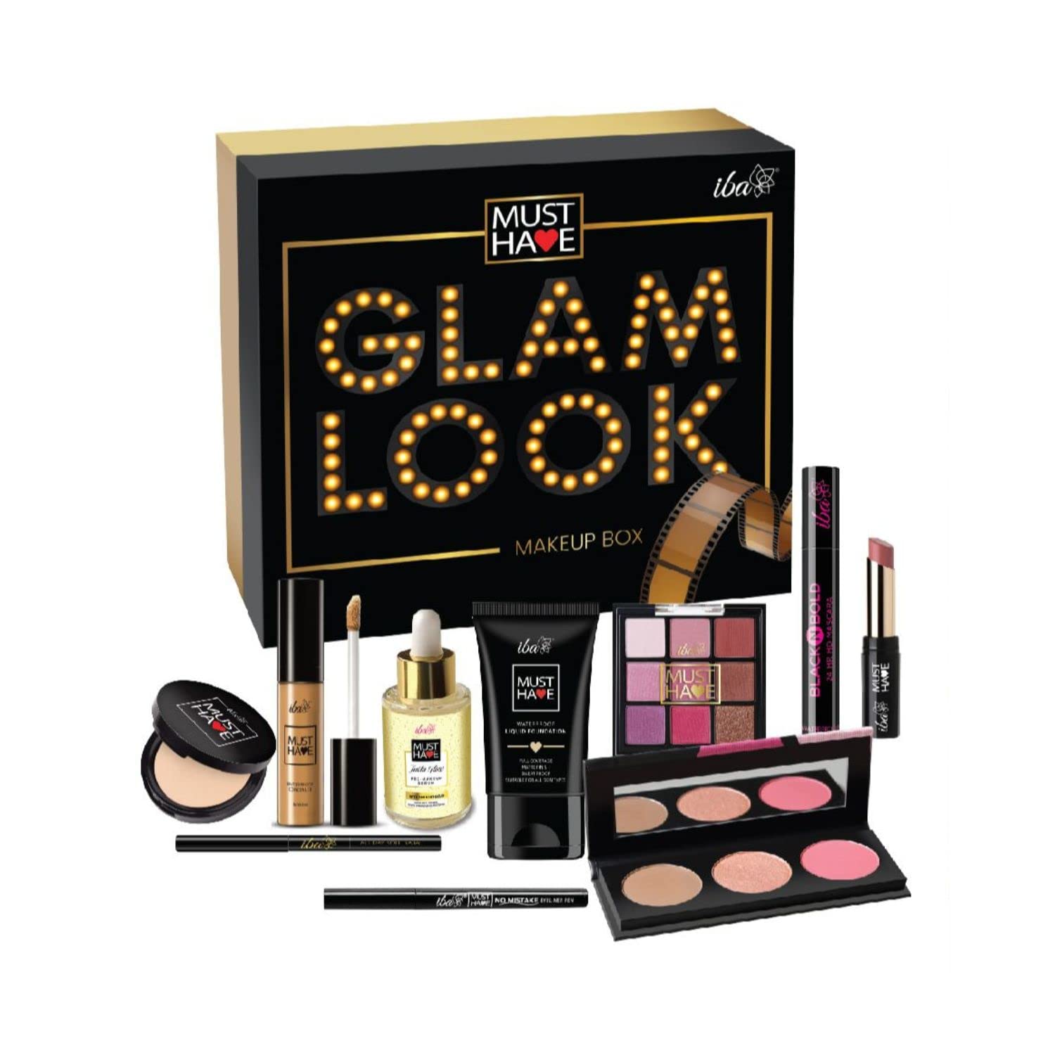 **Glam Look Makeup Box for Women - 9-in-1 Complete Makeup Kit with Waterproof Foundation, Matte Compact, Concealer, Transfer-Proof Lipstick, Face Palette, Eyeshadow, Kajal & More | Perfect for Eid Mubarak Gifts, Parties, Weddings & Everyday Glam**