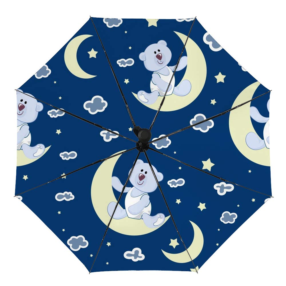 Windproof Automatic Travel Umbrella - Compact Folding Umbrella with Starry & Polar Bear Design for Women, Men & Kids - Waterproof Sun & Rain Protection for Outdoor, Commuting & Travel