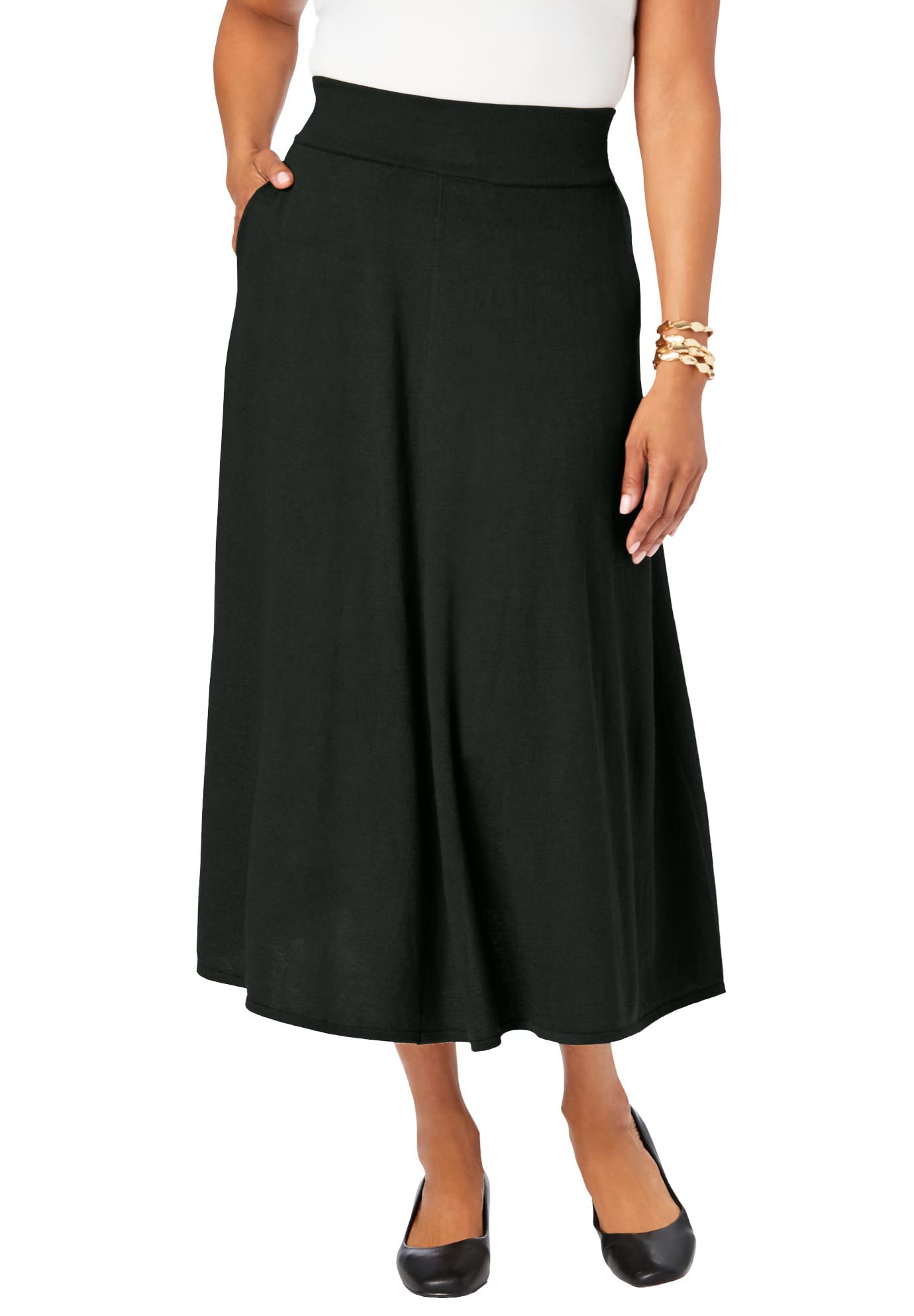 Plus Size Cashmere Skirt for Women - Elegant A-Line Style for Office & Parties