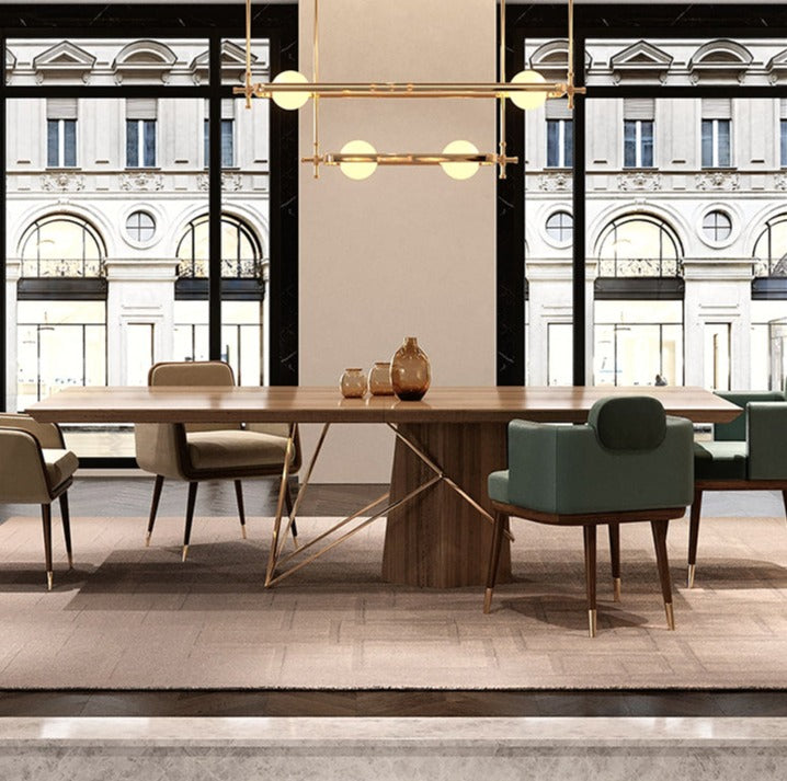 Solid Wood Designer Dining Table - Modern Farmhouse Style, Handcrafted for Family Gatherings & Dinner Parties