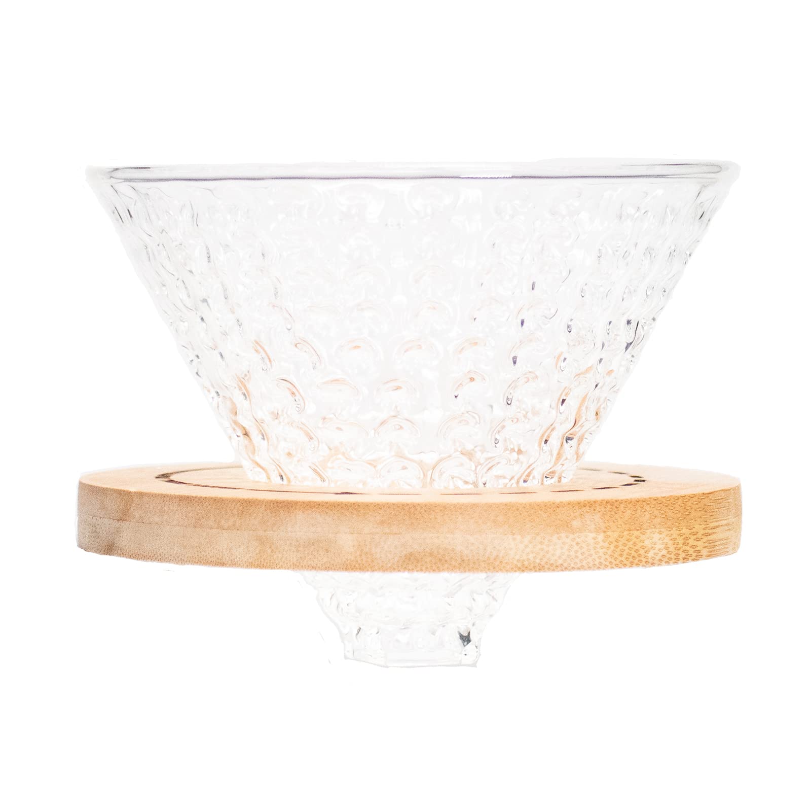 Premium Ceramic Pour Over Coffee Dripper with Bamboo Stand - Borosilicate Glass V60 Dripper & Filter Cup - Compatible with Hario V60 02 Filters - Perfect for Home Brewing, Office Use & Specialty Coffee Enthusiasts