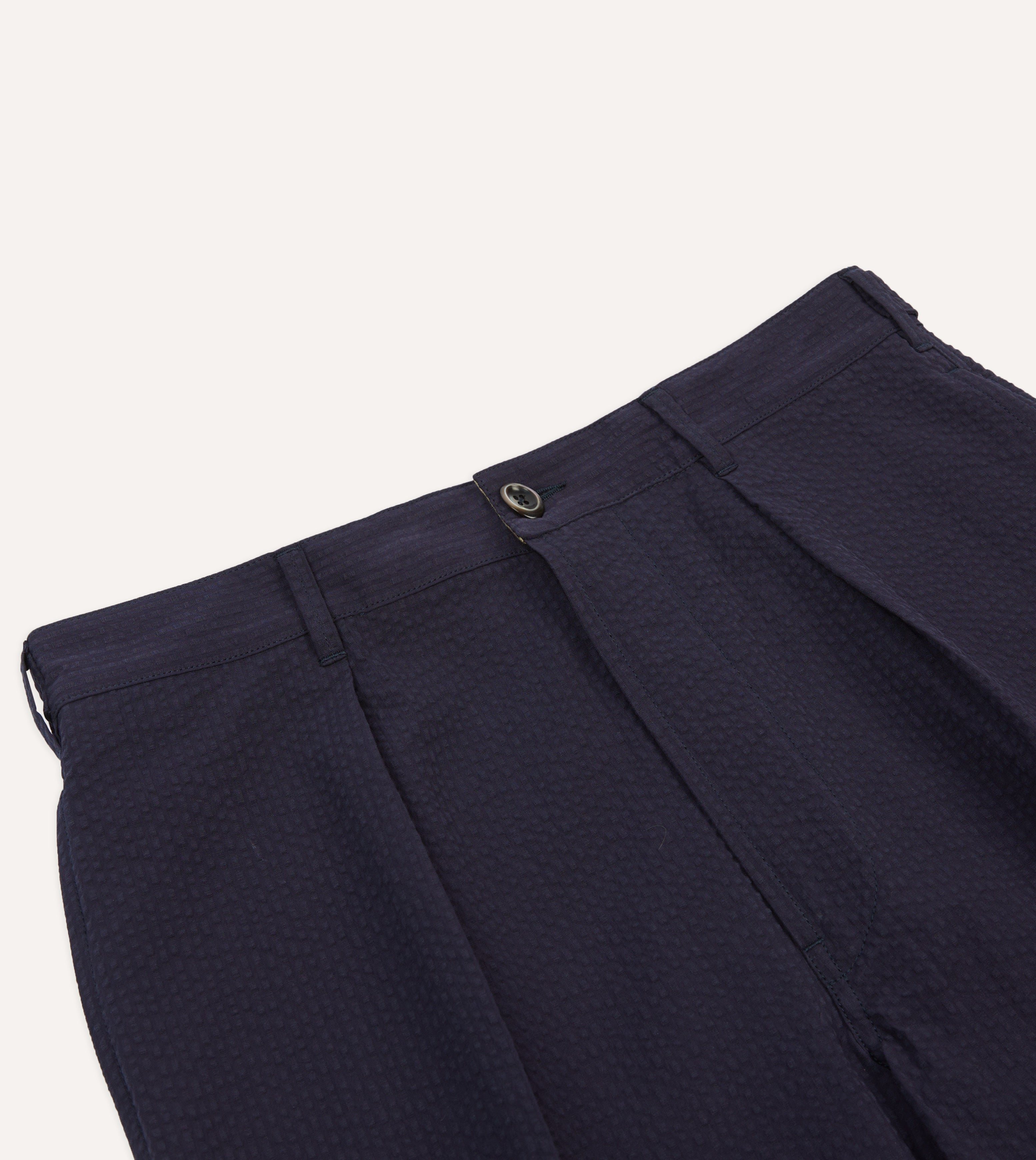 Men's Navy Seersucker Casual Pants - Lightweight Summer Trousers for Golf, Tennis & Outdoor Activities | Breathable Comfort for Warm Weather