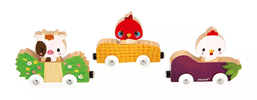 Janod Magnetic Farm Animals Toy Set - Educational Wooden Animal Figures for Kids - Perfect for Preschool Learning, Farm-Themed Play & Travel Activities