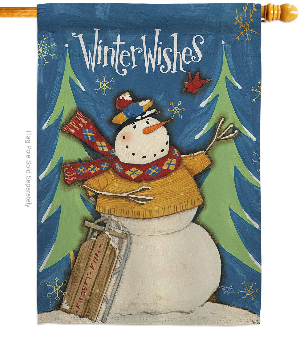 Winter Snowman House Flag - Double-Sided Yard Decor for Christmas
