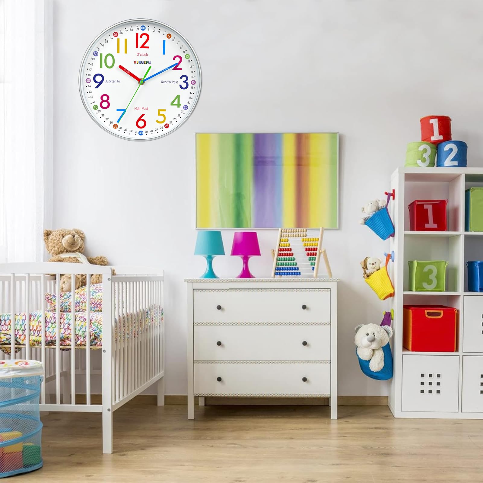 Educational Telling Time Teaching Clock for Kids - Silent Analog Learning Wall Clock for Bedrooms, Classrooms & Playrooms - Perfect for Teaching Time, Room Decor & Child Development