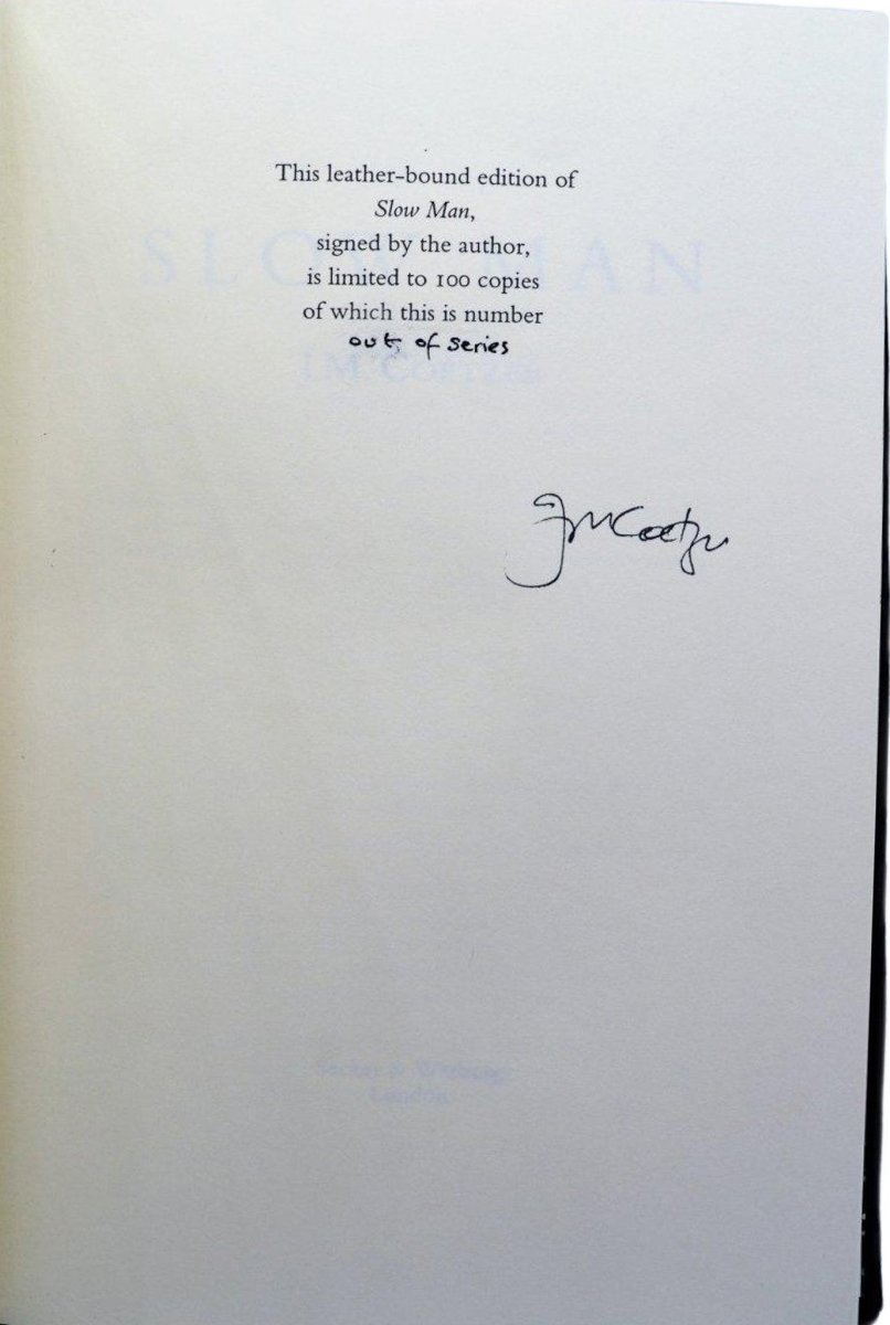 Slow Man by J.M. Coetzee - Signed First Edition | Collectible Literary Fiction for Book Lovers & Bibliophiles - Perfect for Home Libraries & Gifts
