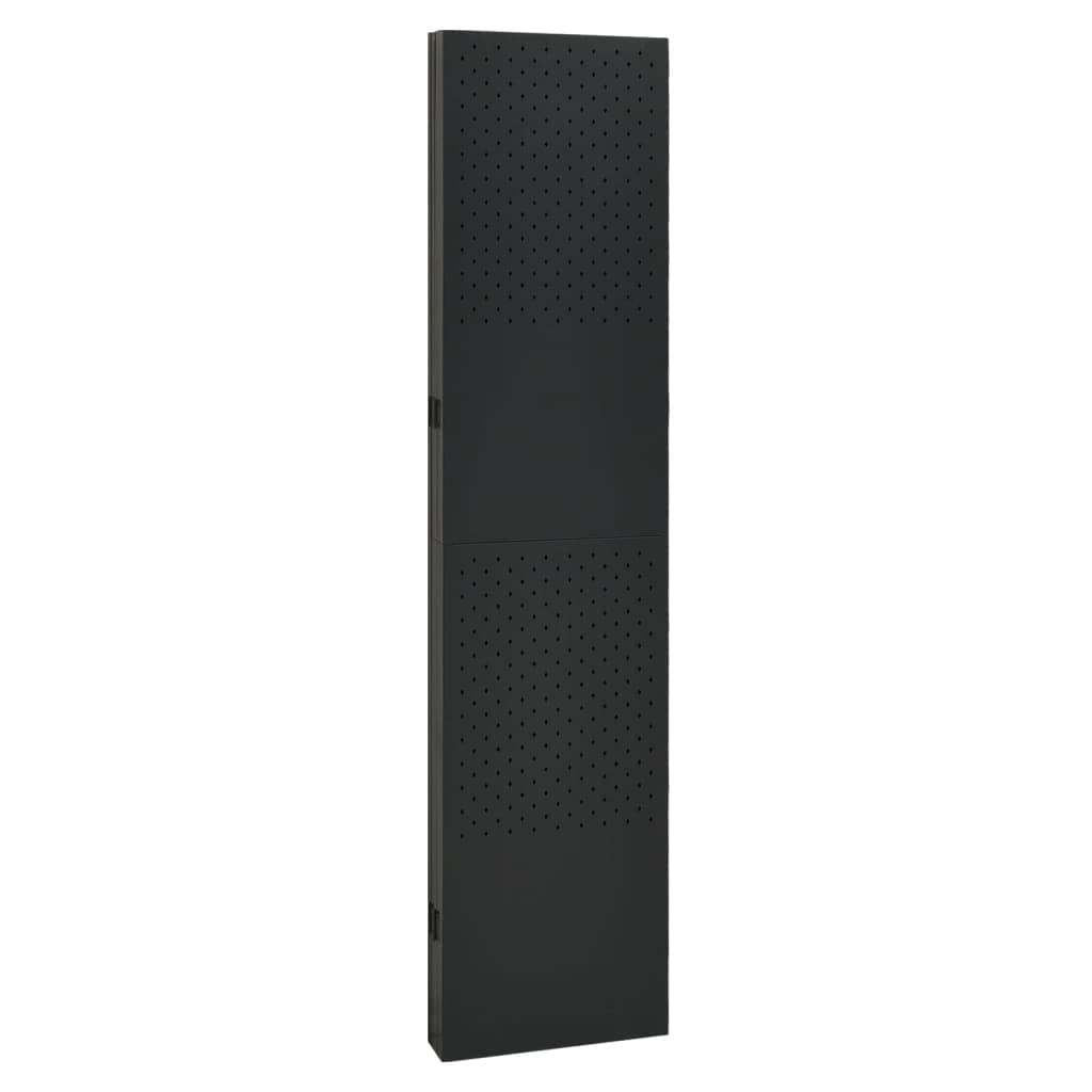 5-Panel Black Steel Room Divider Screen - 78.7