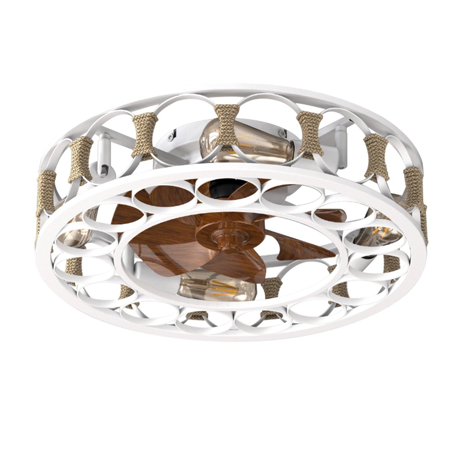 Modern Semi-Flush Mount Ceiling Fan with Lights & Remote Control - 6 Speed Reversible Blades, Includes 4 LED Bulbs (White) - Perfect for Living Room, Bedroom, and Office Spaces
