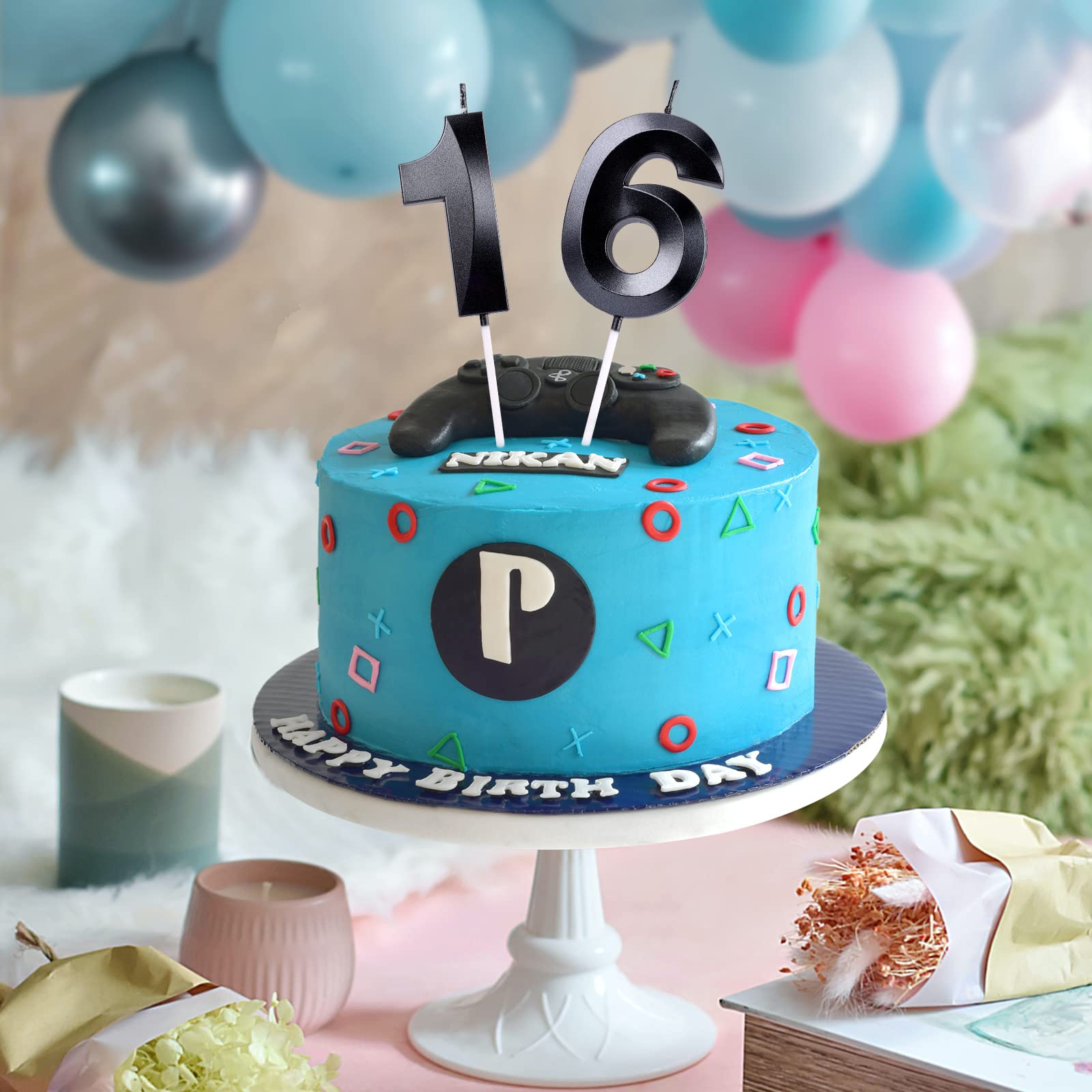AIEX 2.76 Inch 3D Number Birthday Candles for Cake - Large Black Number 6 Cake Topper for Birthday Parties, Weddings, Anniversaries & Graduations | Perfect for Cake Decorating & Celebration Events