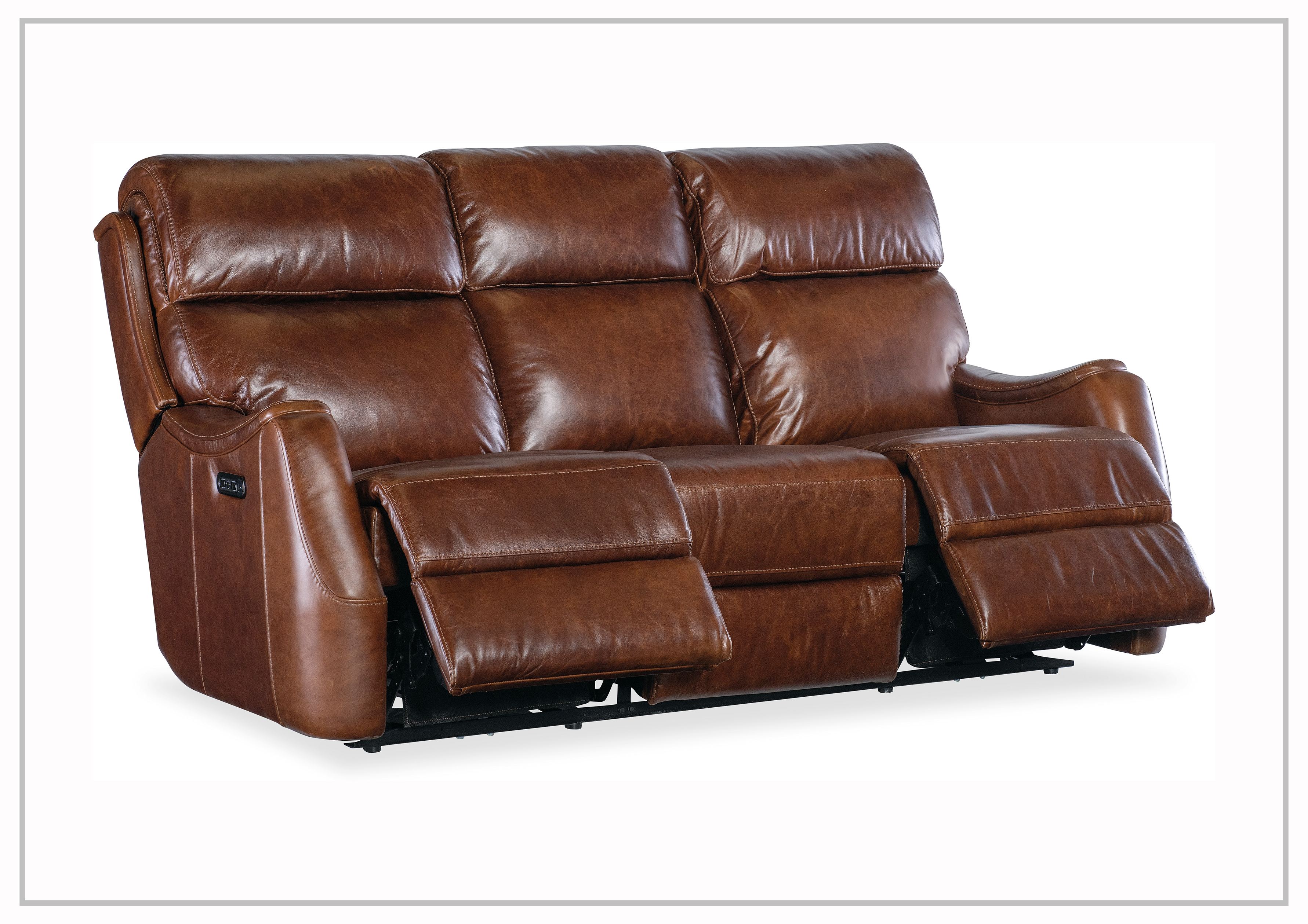 Harlan Zero Gravity Power Recliner Leather Sofa by Hooker Furniture - Modern Comfort for Living Room, Home Theater & Office Relaxation