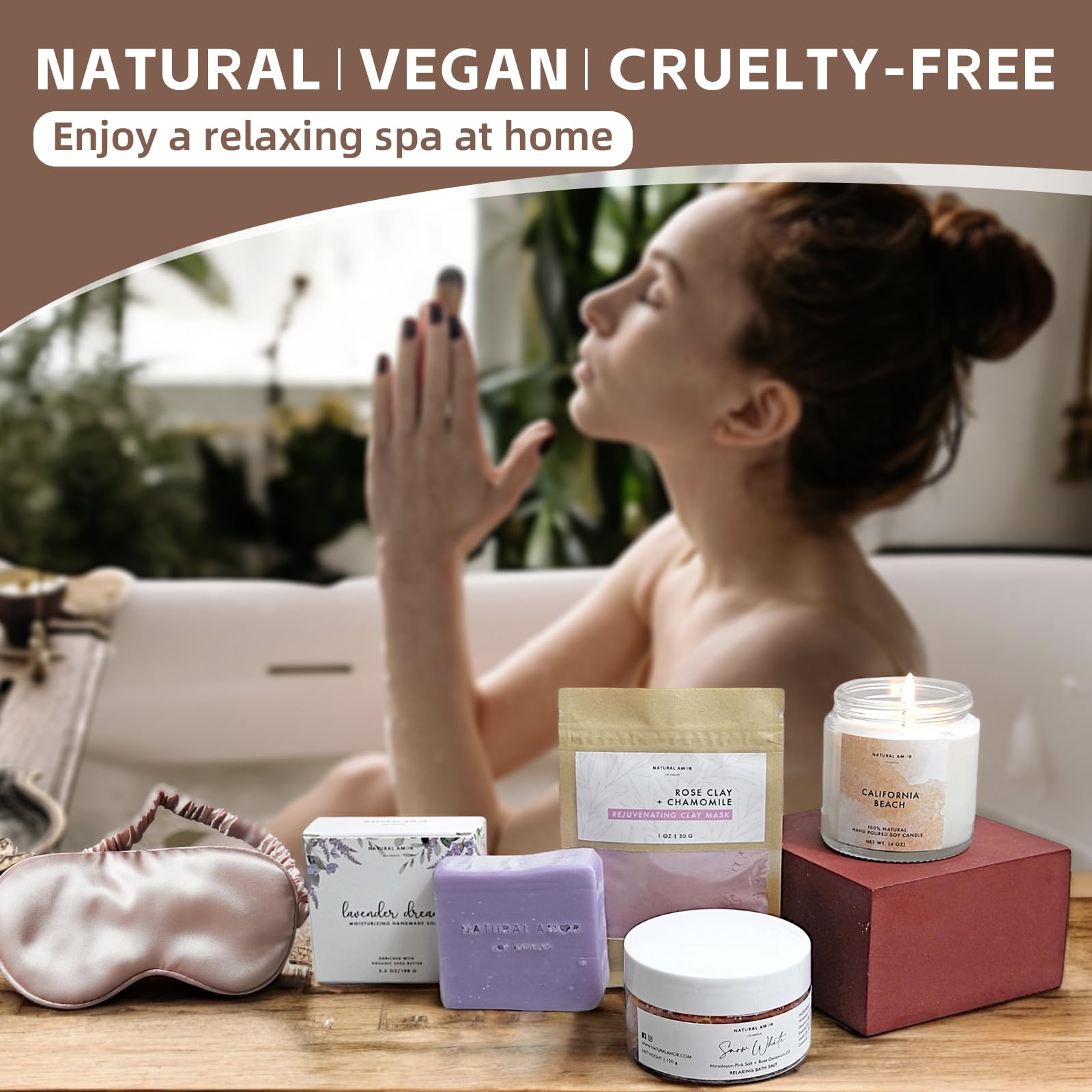 Natural Amor Handmade Spa Gift Set - 5 Piece Relaxing Skin Care Set for Women | Organic Self-Care Kit with Bath Salts, Body Butter & More | Perfect Birthday, Mother's Day & Holiday Gift | Ideal for Home Spa Nights, Pampering Sessions & Stress Relief