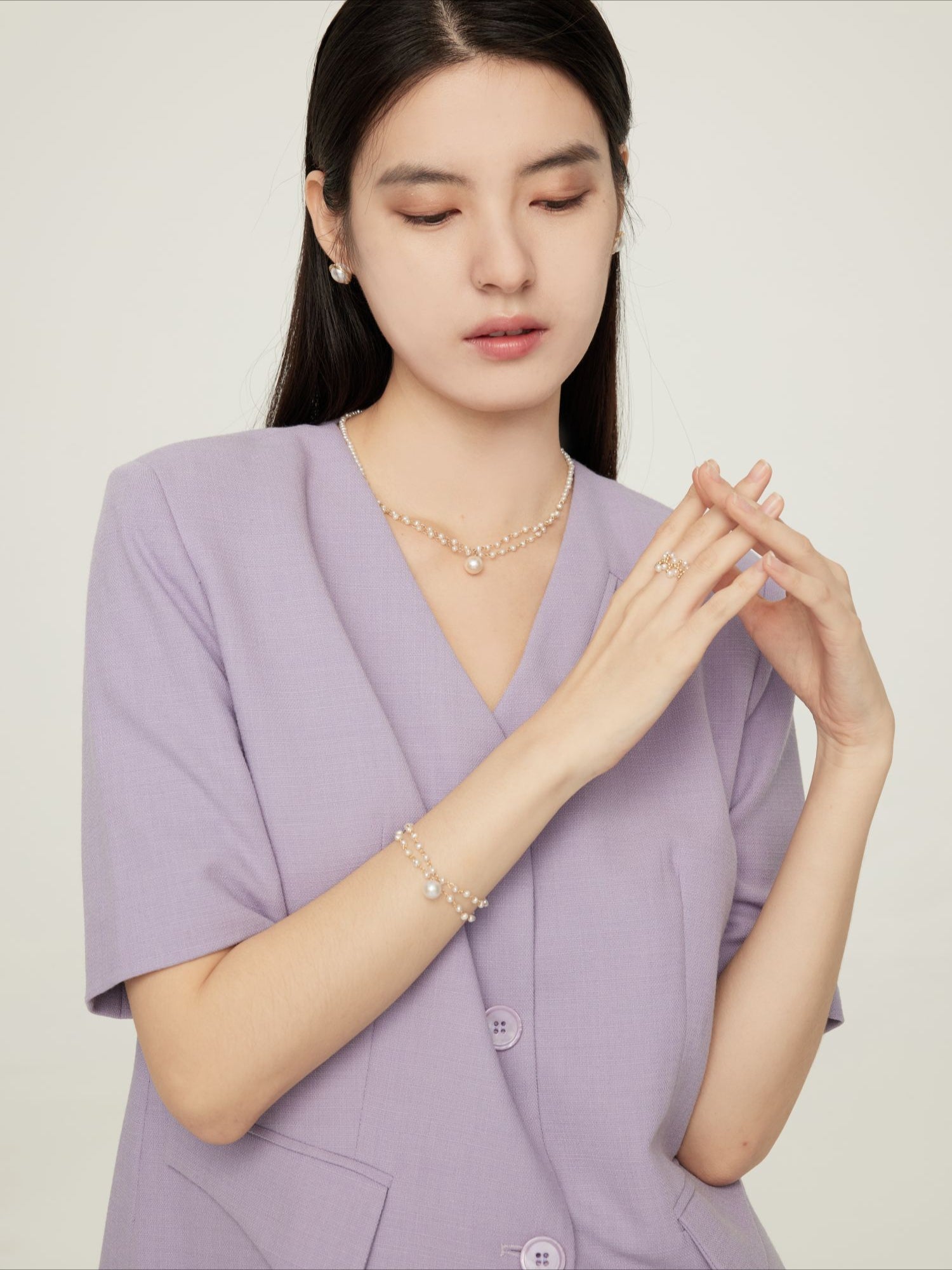 COCOKIM Embellished Double Layer Pendant Necklace for Women - Elegant Layered Chain Jewelry for Party, Wedding & Everyday Wear