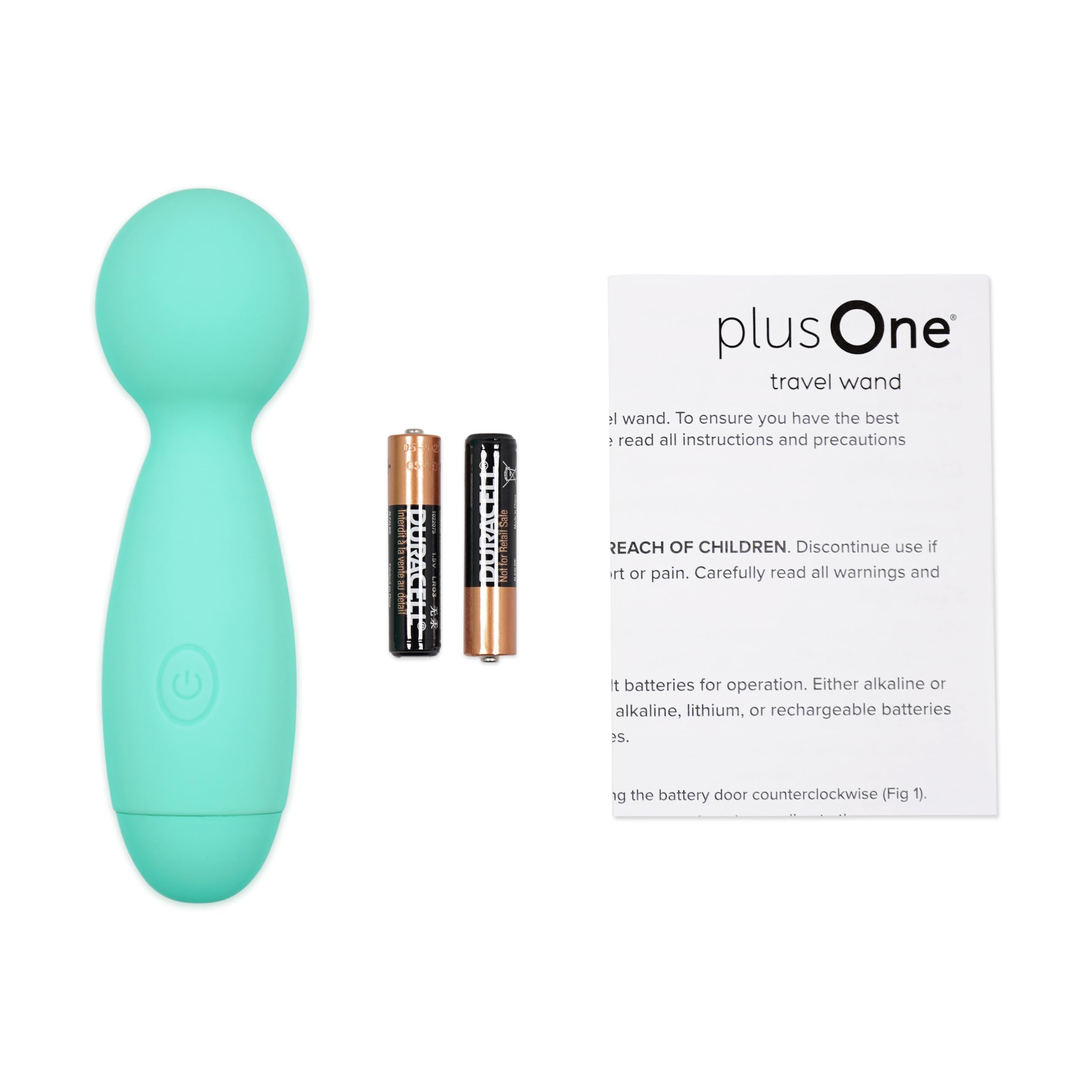 PlusOne Travel Vibrating Wand - Waterproof Body-Safe Silicone Personal Massager with 10 Vibration Settings, Teal - Perfect for Relaxation, Muscle Relief & Intimate Pleasure at Home or On-The-Go