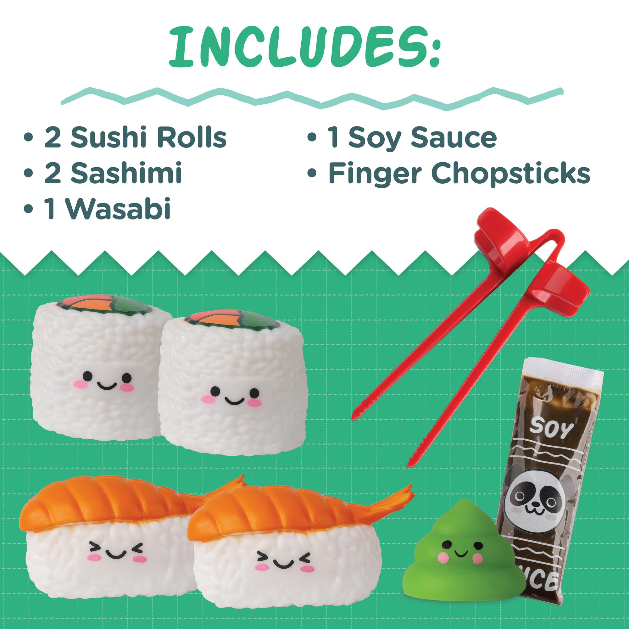 MindWare Foodie Fidgets Set - 3 Pack Squishy Sensory Toys (Ramen Noodles, Bao Bun, Dumplings & Sushi Tray) for Stress Relief - Fun Fidget Toys for Kids & Adults - Perfect for Anxiety Relief, Office Desk & Classroom Focus