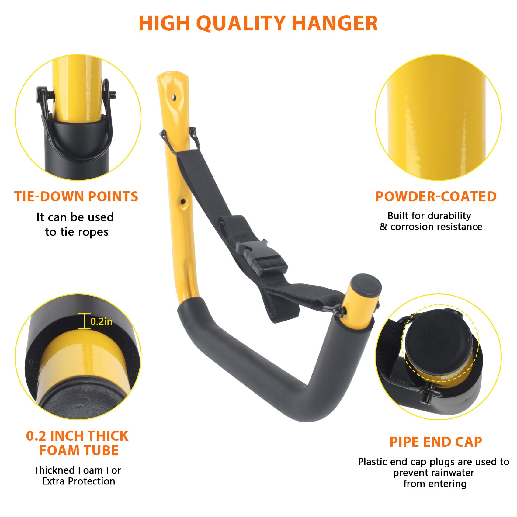 Heavy Duty Kayak Wall Mount Storage Rack - 4 Pack Kayak Hooks with Adjustable Straps, 100 LB Capacity - Perfect for Garage, Shed or Outdoor Kayak, Paddle Board, SUP, Surfboard, Bike & Ladder Organization