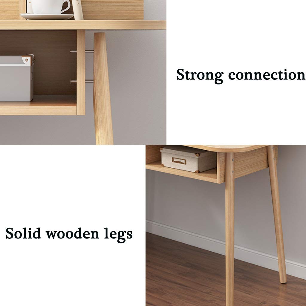 Modern Solid Wood Computer Desk with Shelves & Drawers - 80x50x72cm Home Office Desk for Study, Workstation, Bedroom - Natural Wood Writing Table for Students & Professionals - Perfect for Small Spaces & Home Offices