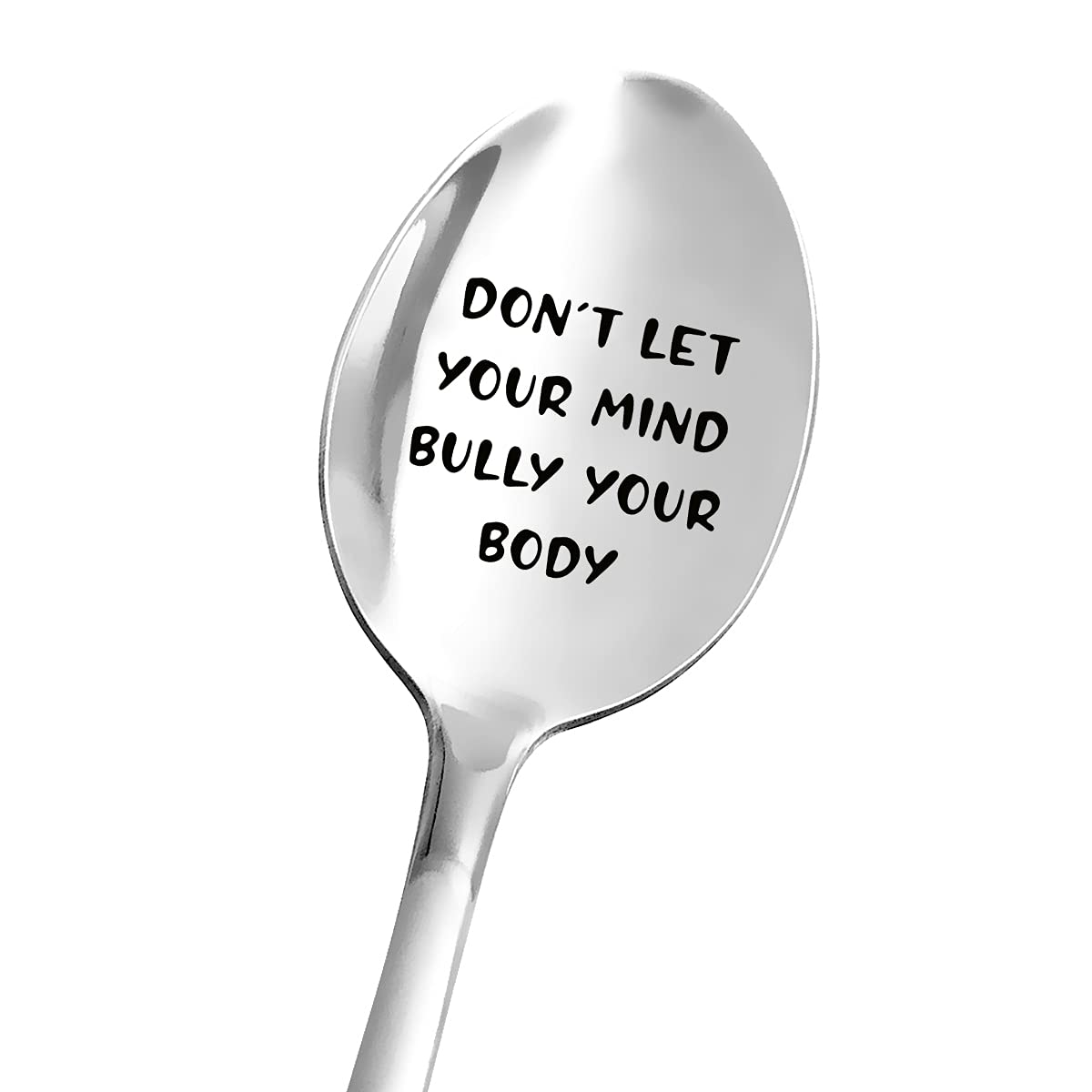 Stainless Steel Engraved Spoon - Inspirational Eating Disorder Recovery Gift for Women & Men - Mental Health Awareness Encouragement Present - Perfect for Desserts, Soups & Daily Meals - Thoughtful Get Well Gift for Hospital, Home or Therapy Use