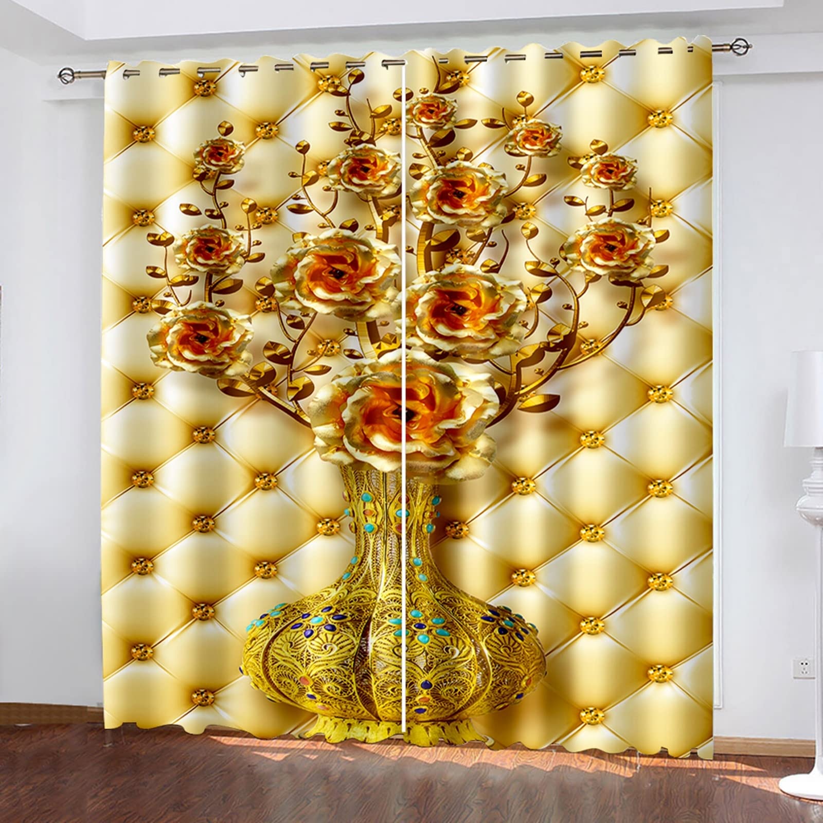 Luxury Gold Blackout Curtains for Bedroom - 104