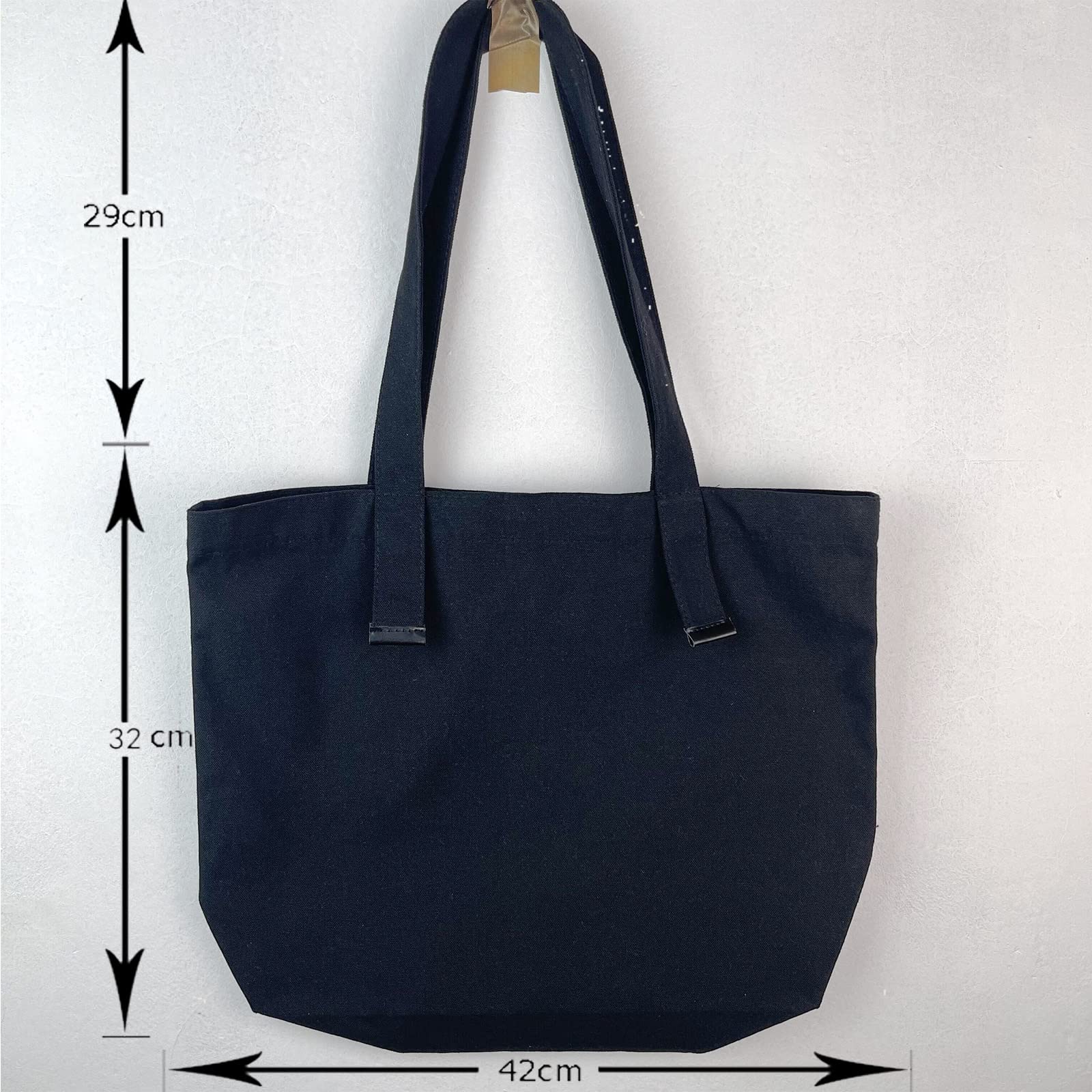 Stylish Black Canvas Tote Bag with Geometric Line Print - Personalized Beach, Shopping & School Shoulder Bag - Trendy Aesthetic Design for Women | Perfect for Work, Travel & Daily Essentials