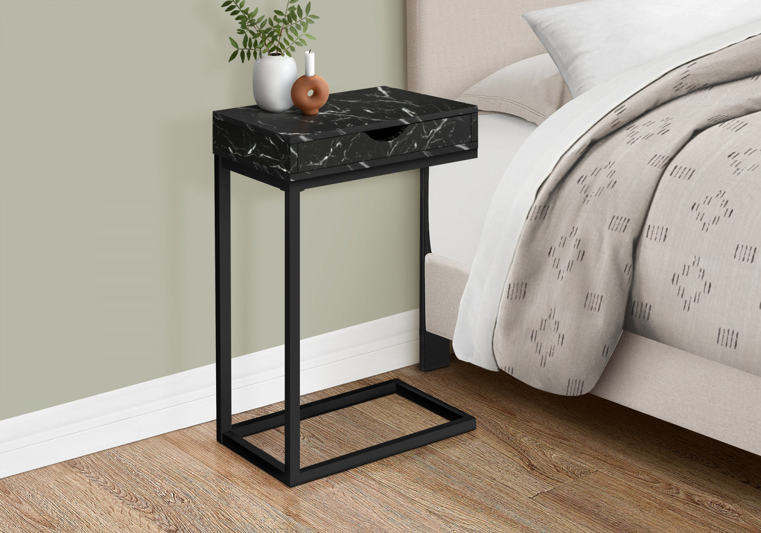 Modern Astra Side Table - Black Nightstand for Bedroom, Living Room & Office - Compact End Table with Sleek Design for Small Spaces