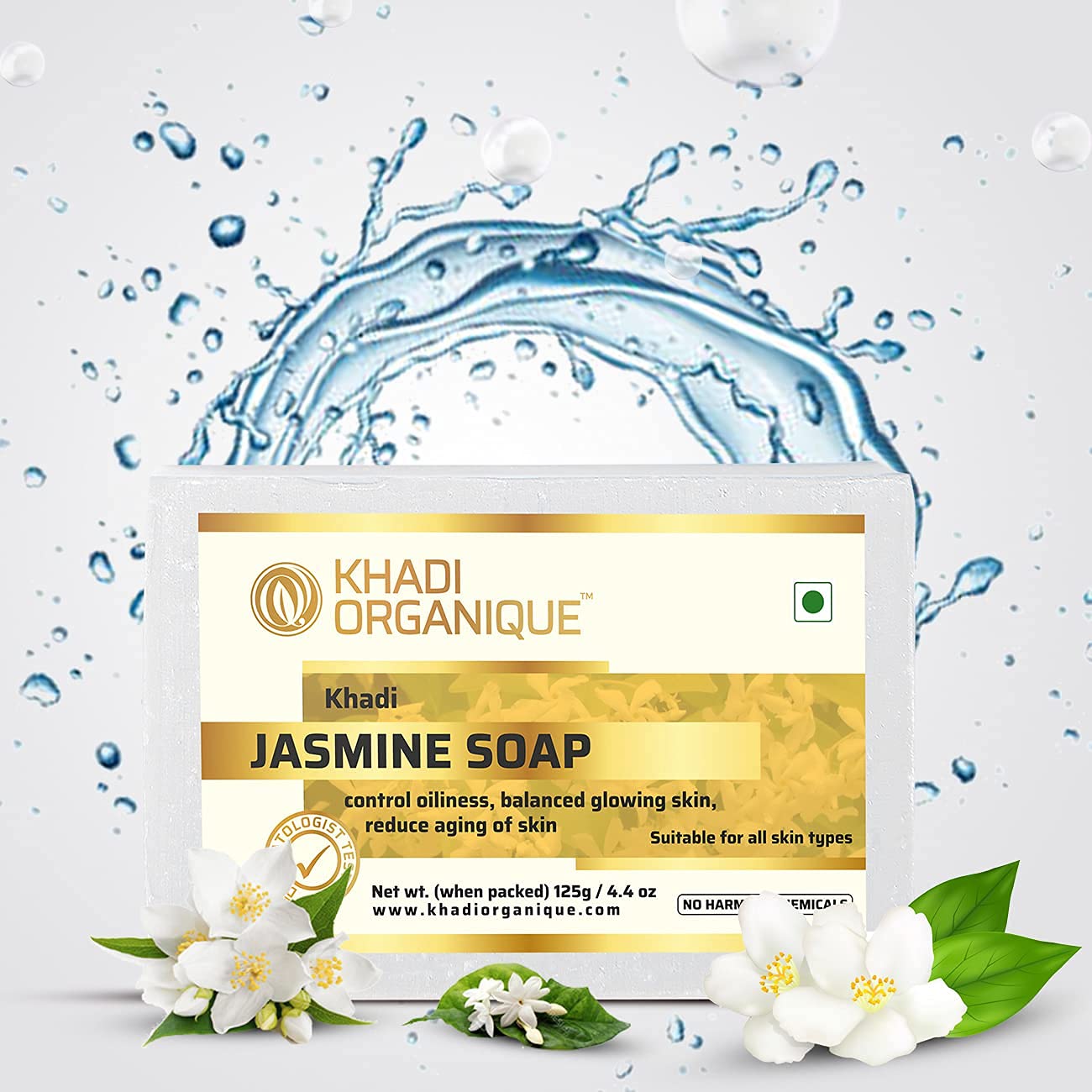 Organic Khadi Jasmine & Mixed Fruit Herbal Soap Combo - Pack of 4 | Natural Skin Care for Dry & Sensitive Skin | Perfect for Daily Use, Gift Sets & Spa Days