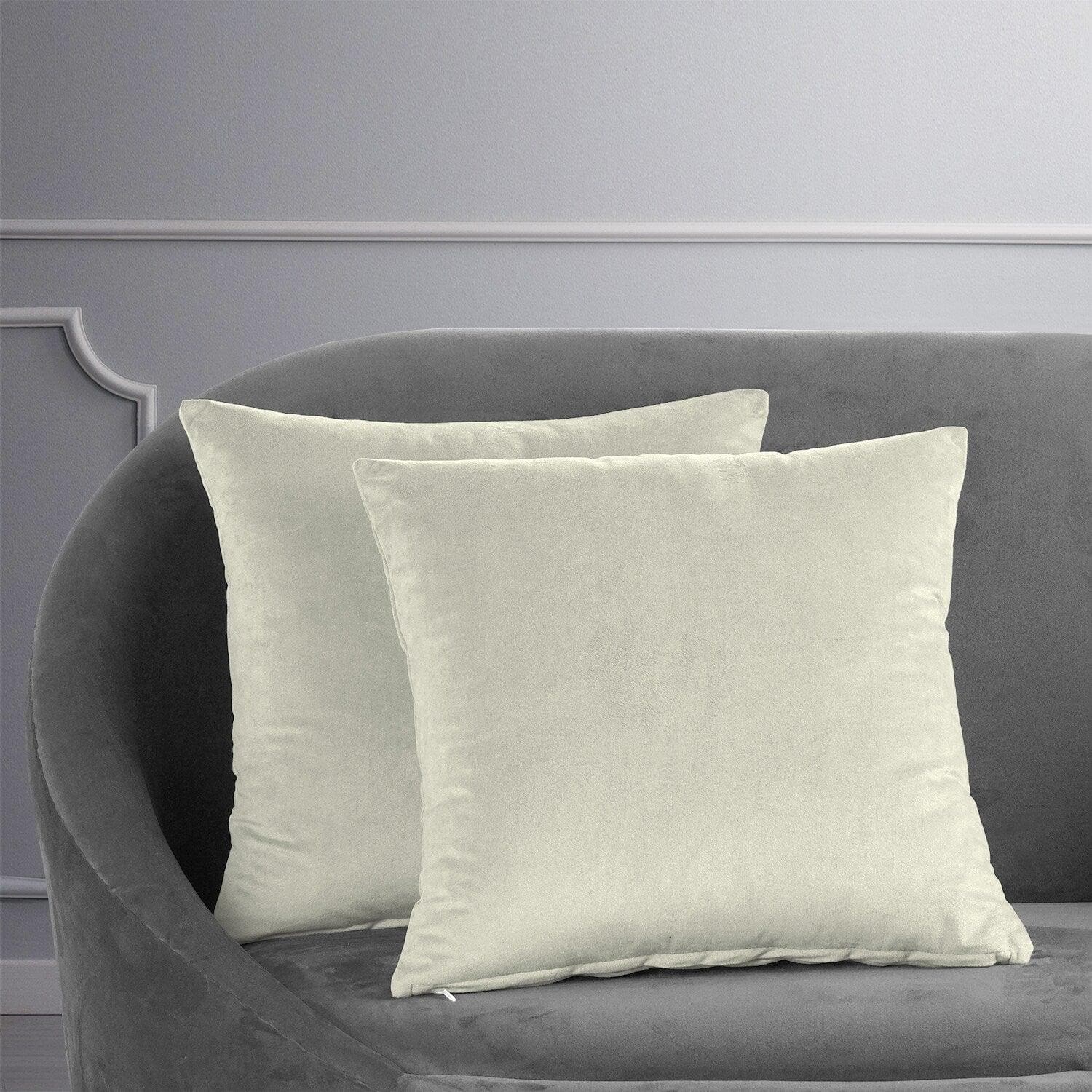 Premium Porcelain White Velvet Cushion Covers Set of 2 - Soft Luxury Pillow Covers for Sofa, Bed & Home Decor - Elegant Throw Pillow Covers for Living Room, Bedroom & Office