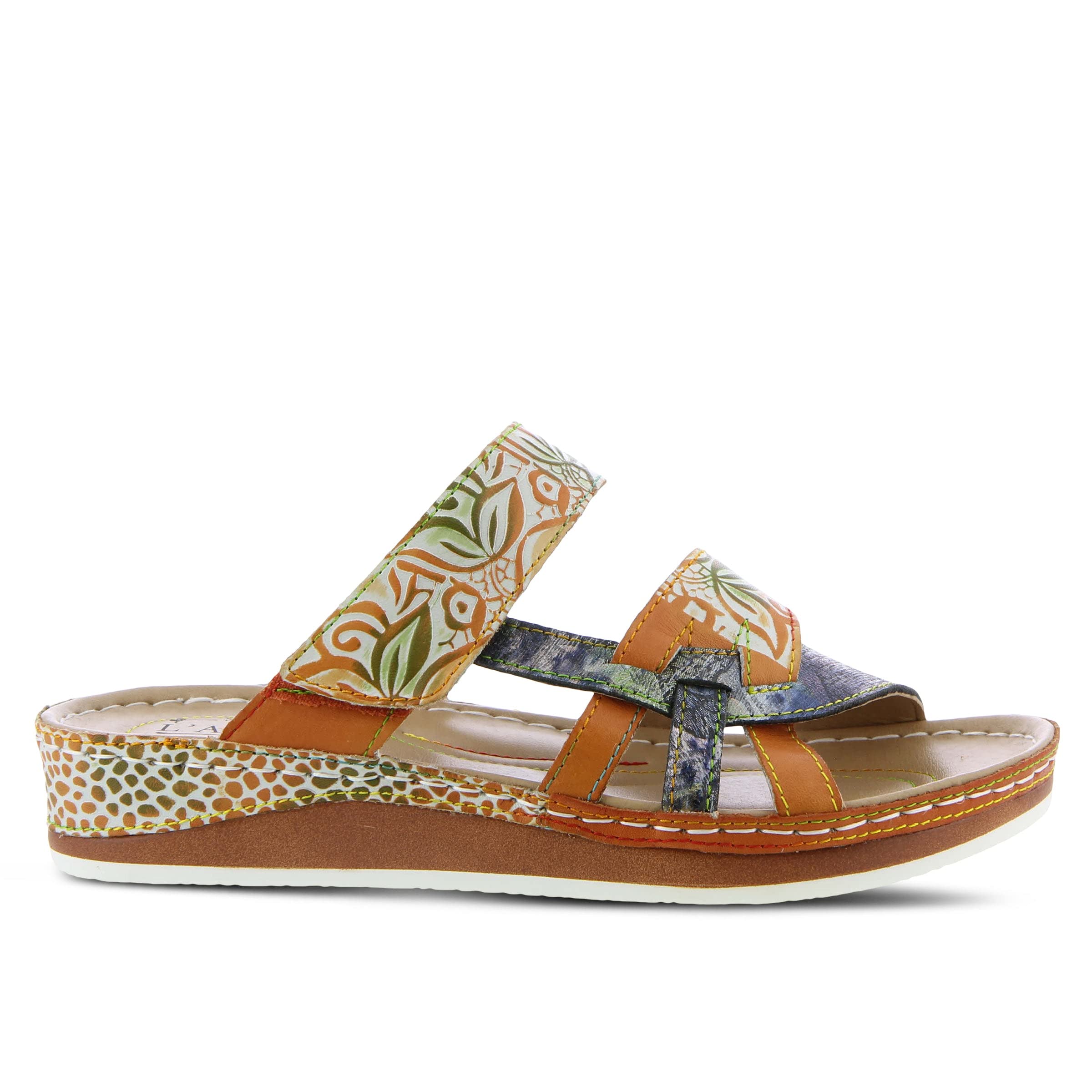 Spring Step L'Artiste Women's Caiman Embossed Leather Slide Sandals - Comfortable Summer House Slippers for Poolside, Beach & Indoor Wear